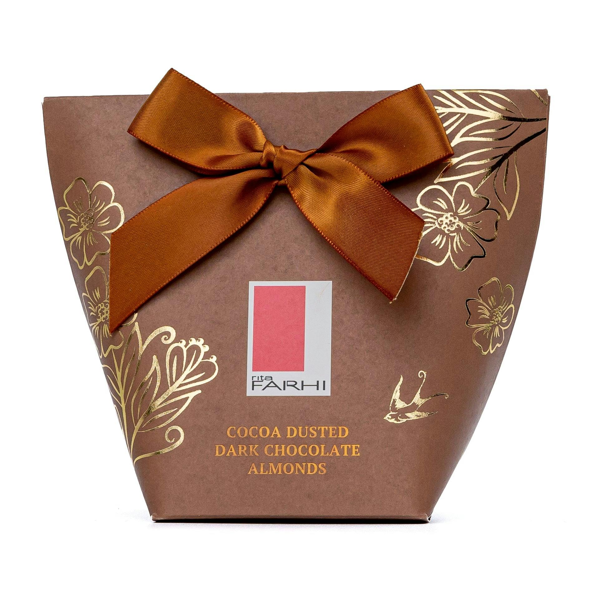 Rita Farhi Dark Cocoa Dusted Chocolate Almonds In Bow Box, 130G
