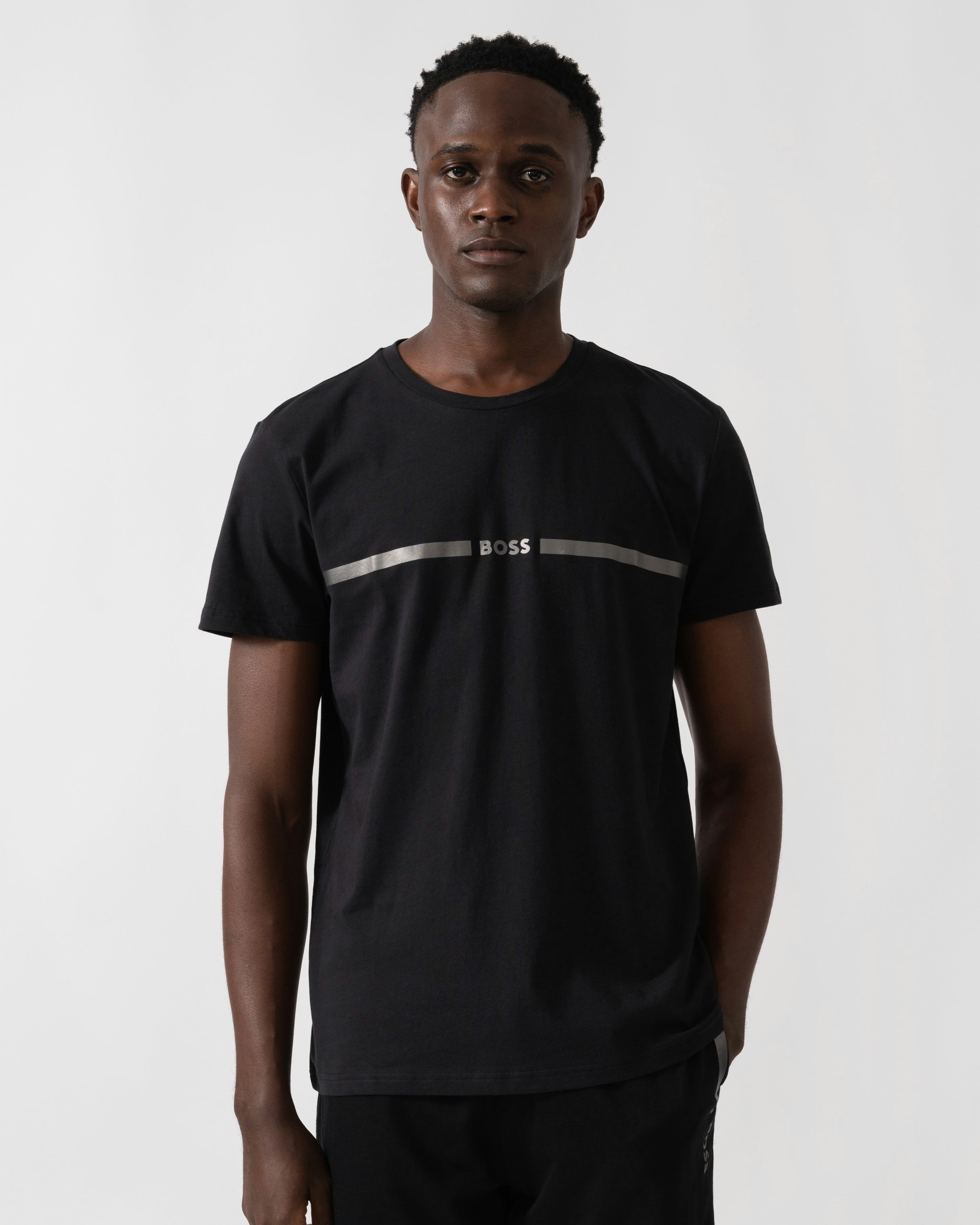 Boss Orange Men's Orange/Black Boss Metallic Stripe Logo T-Shirt - 005 - 005 - L