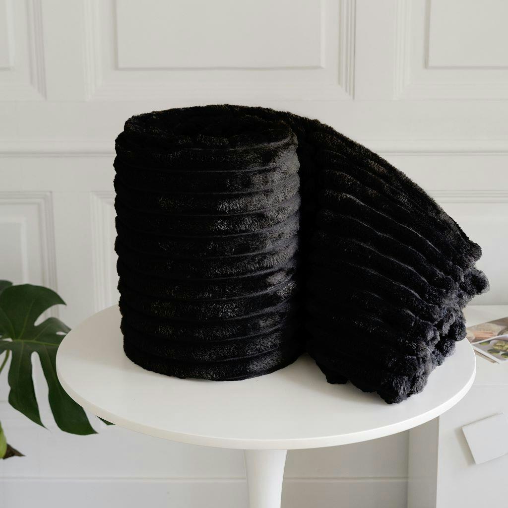 Rackhams Black Chunky Cord Blanket/Throw - 150X200cm