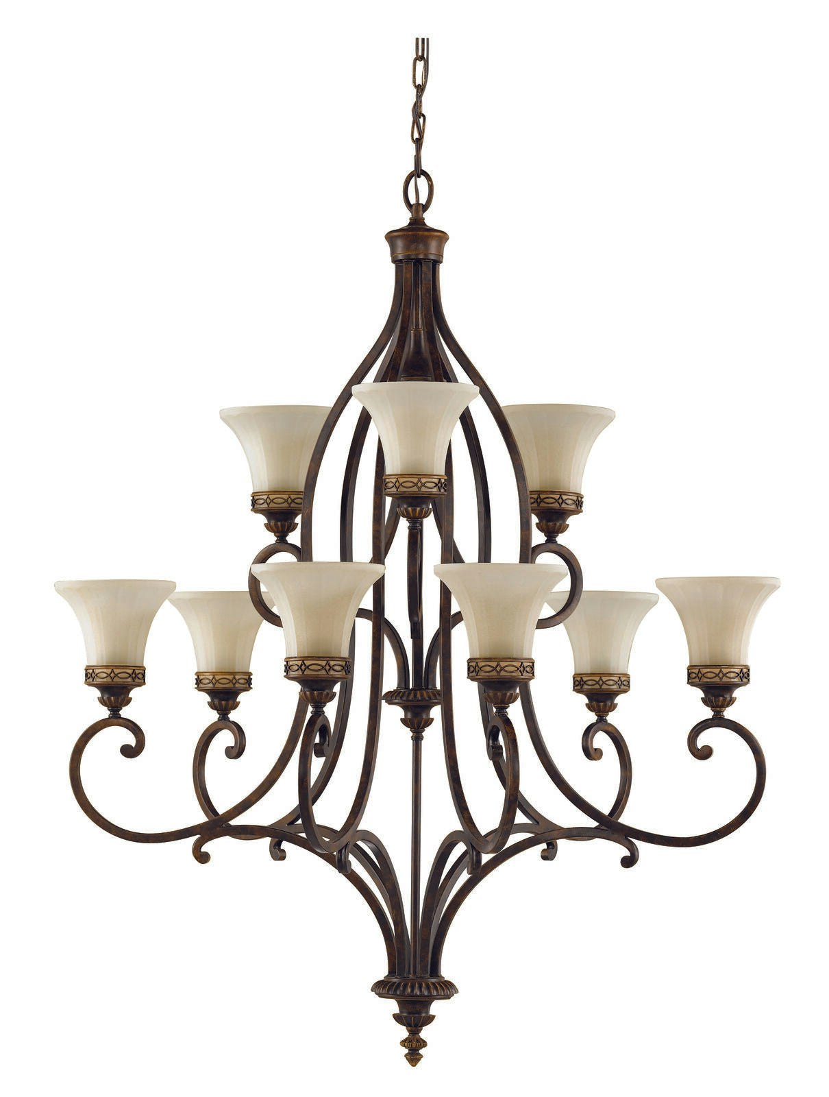 Loops Light Bulb Chandelier Hanging Pendant Walnut Led E27 100W Bulb Size 9