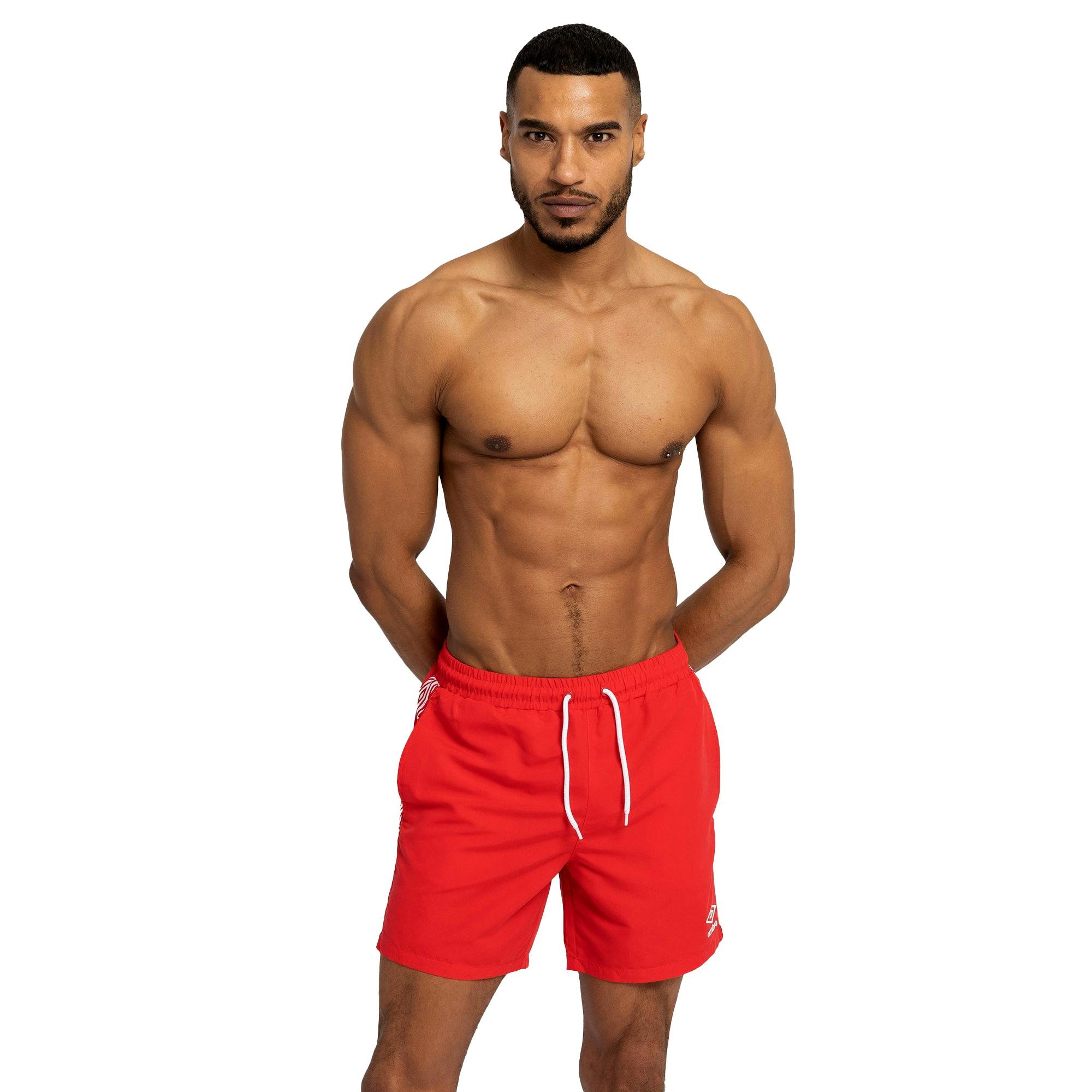 Umbro Men's Taped Swim Shorts - Vermillion - S - Vermillion - 100% Polyester