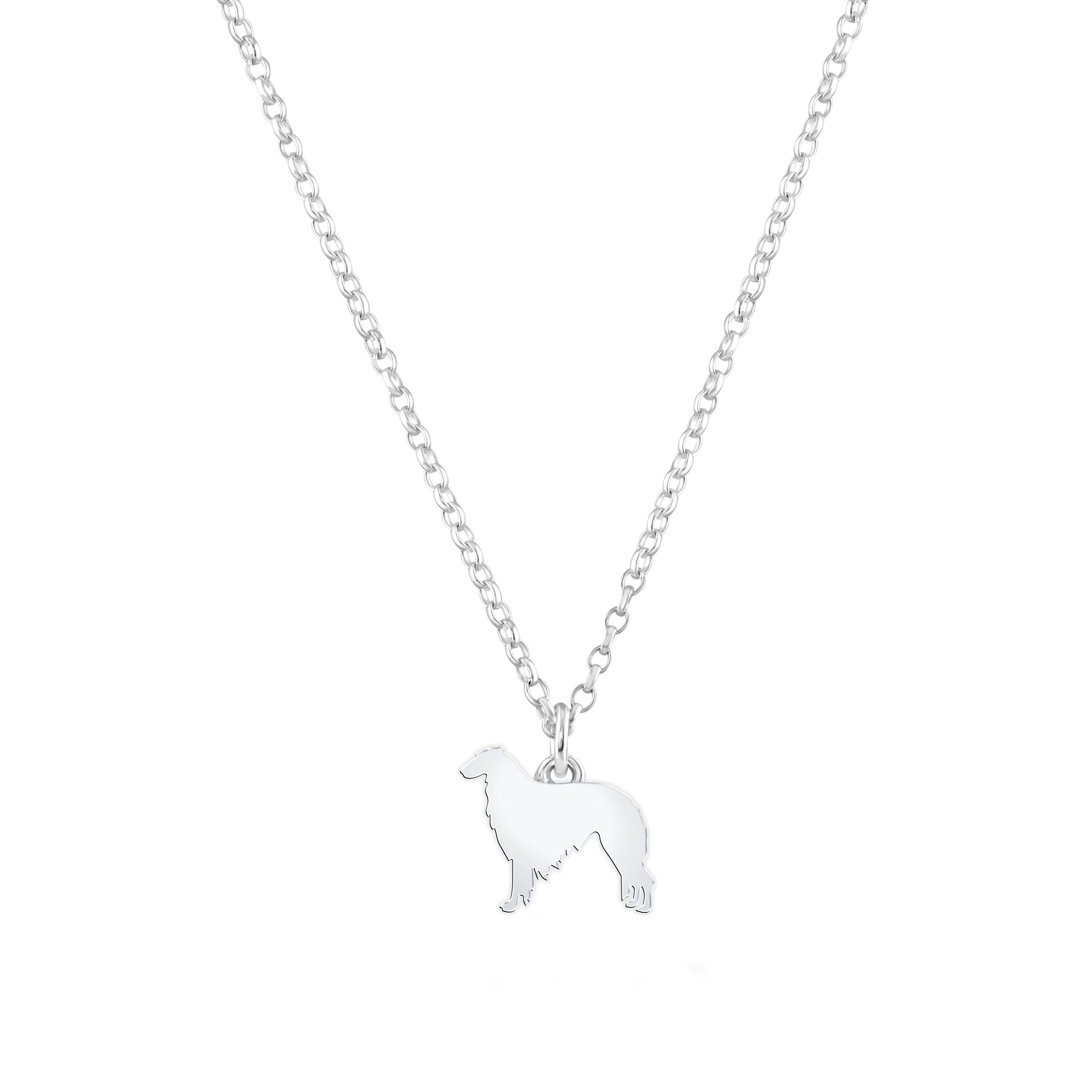 Mylee London Silver Borzoi Silhouette Necklace - Personalised - No
