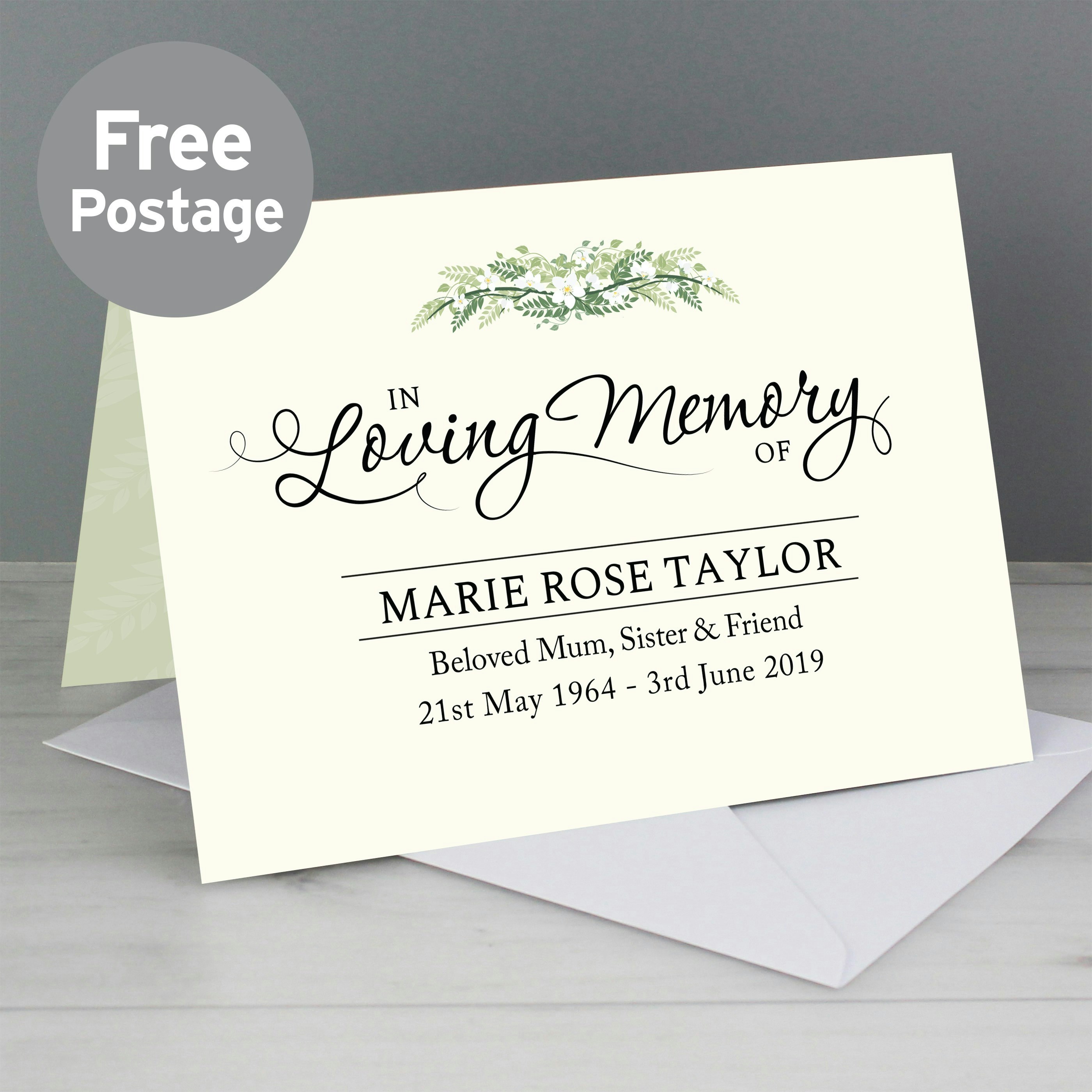 Personalised Memento Company Personalised In Loving Memory Card