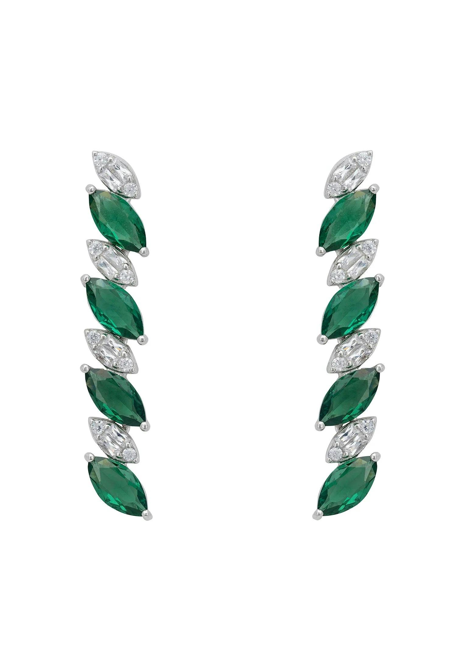 Latelita Silver Viscountess Tennis Drop Earrings Emerald