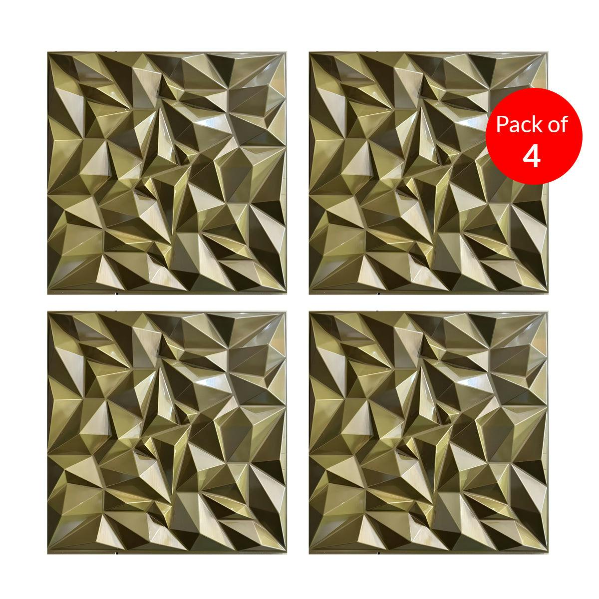 Britwall 3D Gold Faceted Diamond PVC Wall Panel - 500 x 500 x 1mm - 4 Pack - Image 3