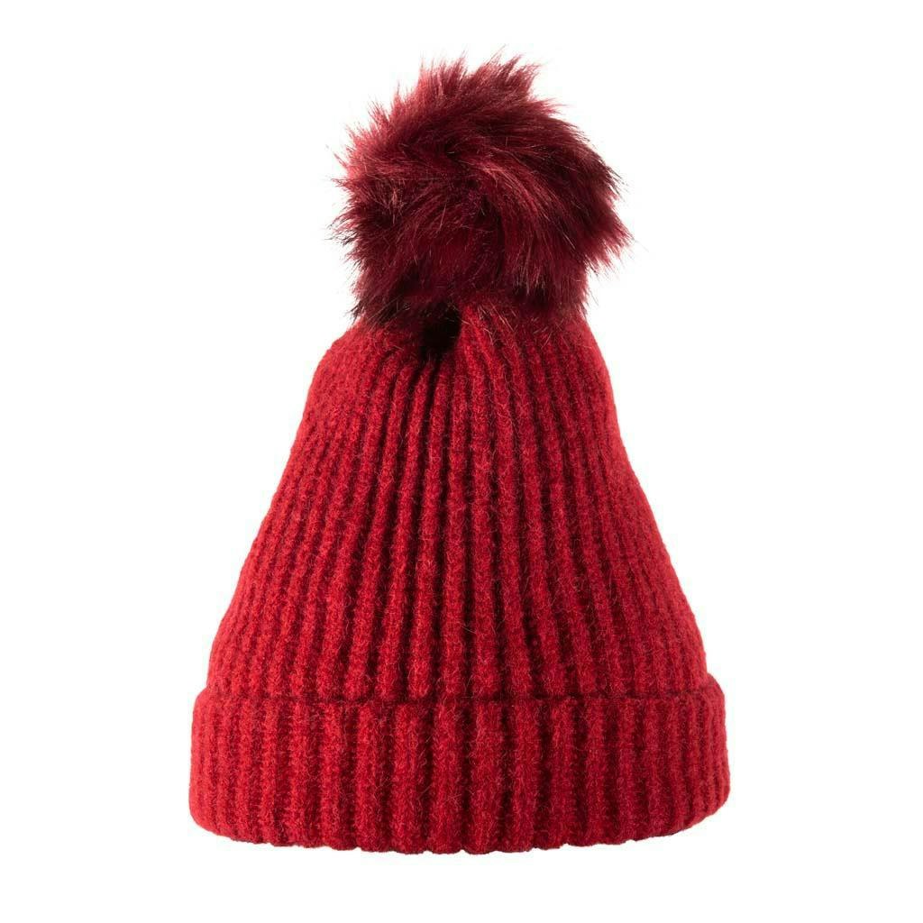 Heritage Traditions Soft Touch Rib Pom Pom Beanie - Rhubarb