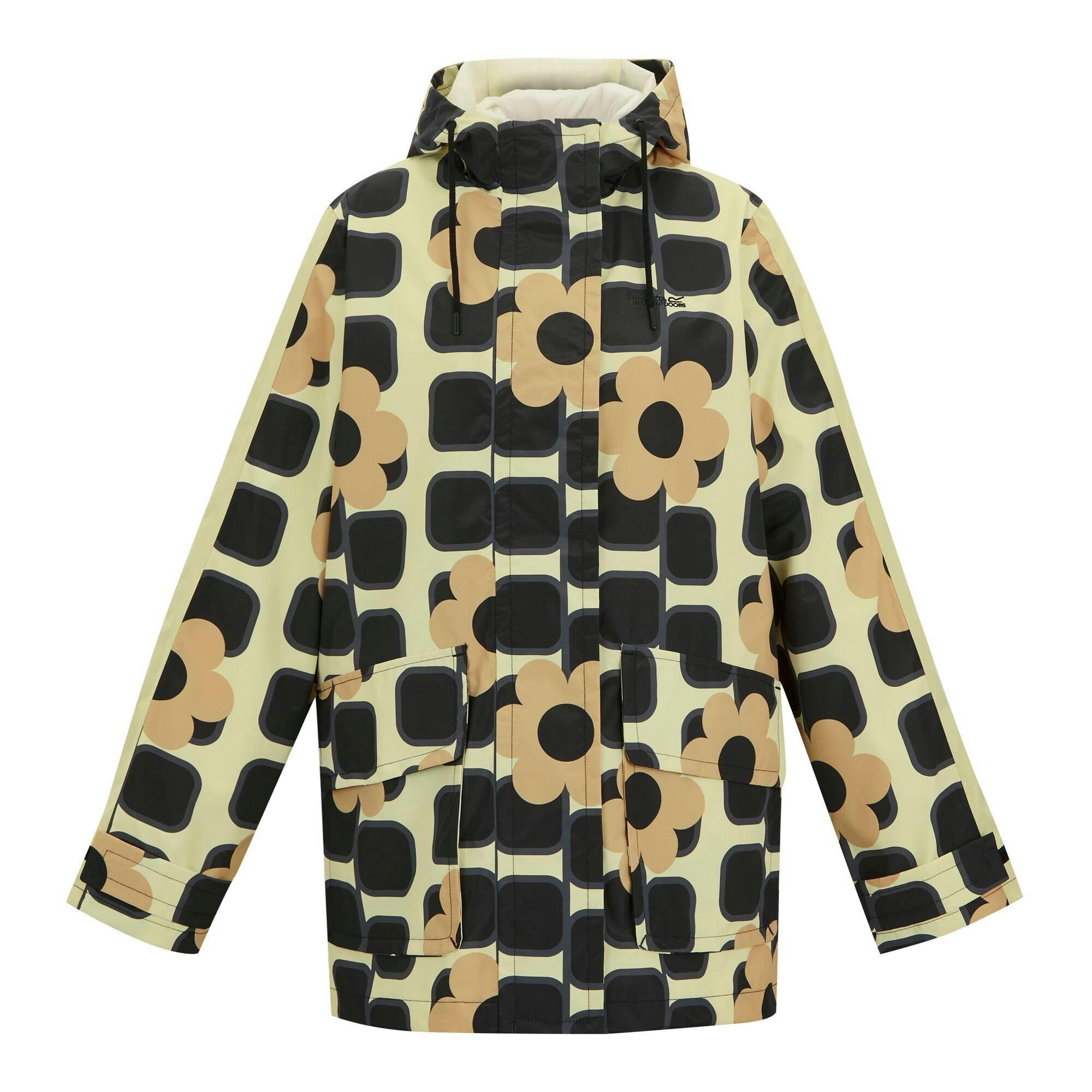 Regatta Women's Orla Kiely Giant Square Flower Mid Length Waterproof Jacket - Monochrome - 16 Uk - Monochrome - 100% Mixed