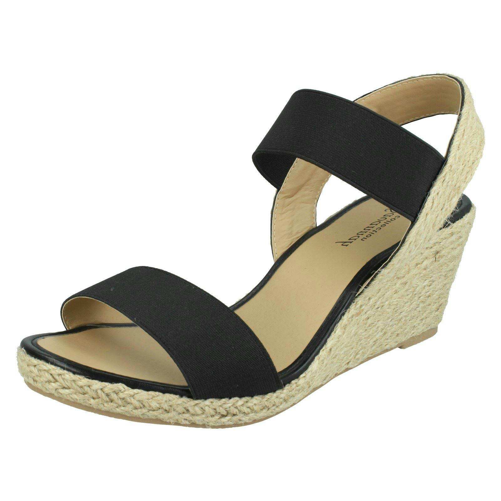 Savannah Women's Black Wide Fit Wedges F2292 - Uk 8