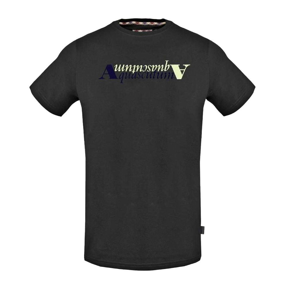 Aquascutum Men's Black Reflective Logo T-Shirt - S - 95% Cotton/5% Elastane