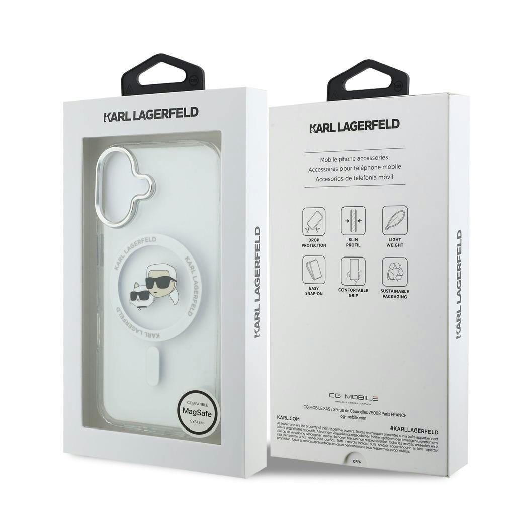 Karl Lagerfeld Iml Karl & Choupette Head Metal Frame Case With Magsafe For Iphone 17 6.3" Clear - Klhmp17shlskch