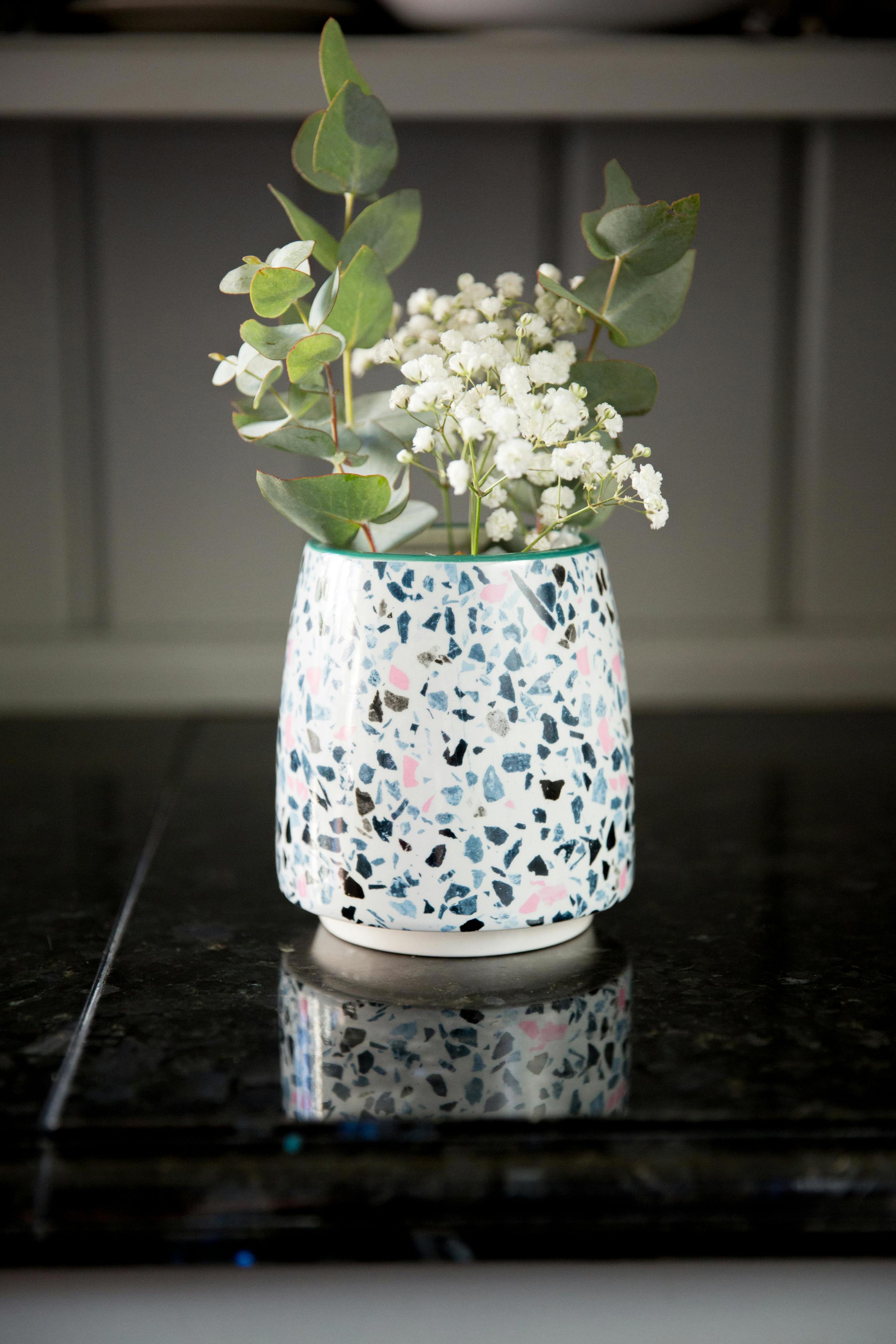 Rackhams Pink/Blue/Light Terrazzo Print Planter - Assorted - Ceramic - Planter