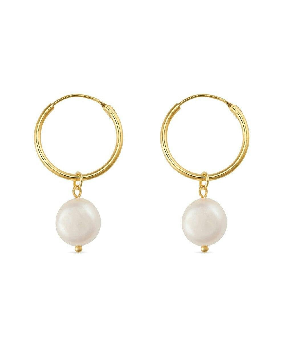 Elk & Bloom Gold Chunky 18K Plated Freshwater Pearl Hoops - No Thank You