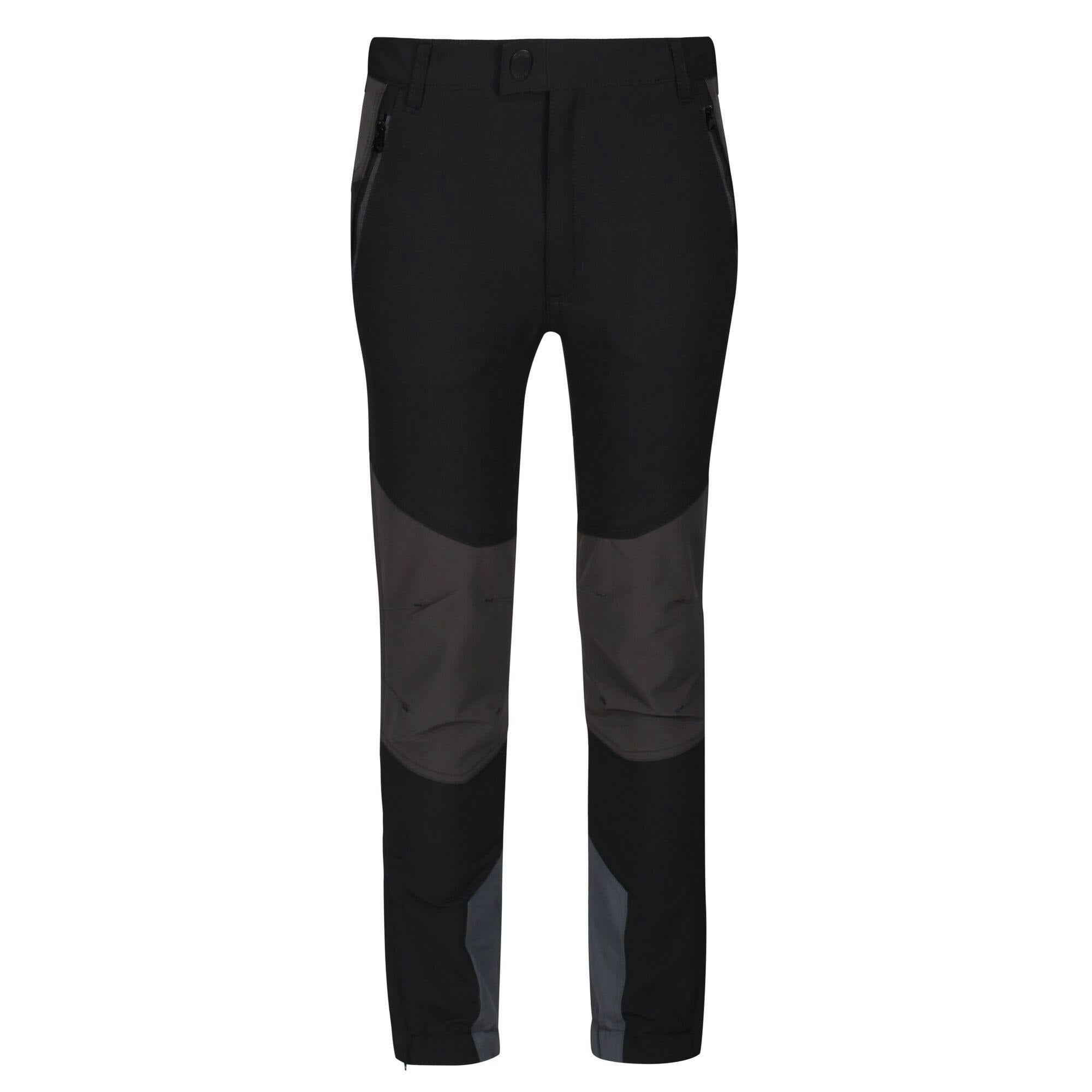 Regatta Black Childrens/Kids Tech Mountain Hiking Trousers - /Ash - 8-9 Years - /Ash - 91% Polyester/9% Elastane