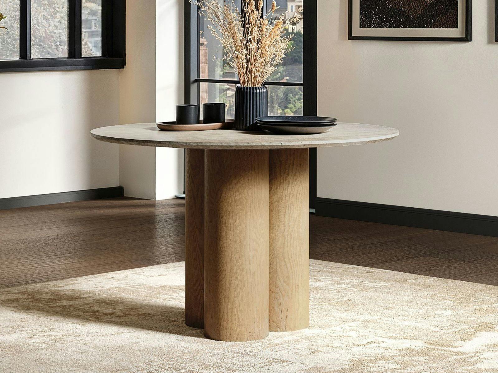 Solace+Co Unisex Light Oak Deko Sintered Stone Dining Table In 120Cm - Image 2