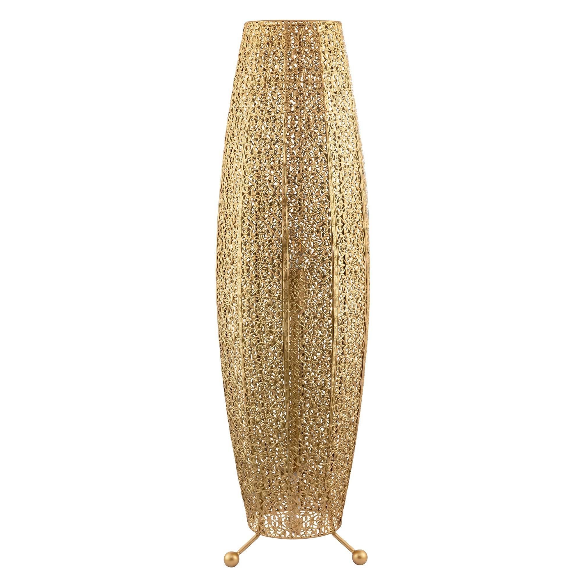 Rackhams Gold Traditional And Ornate Floral Moroccan Floor Lamp In Satin