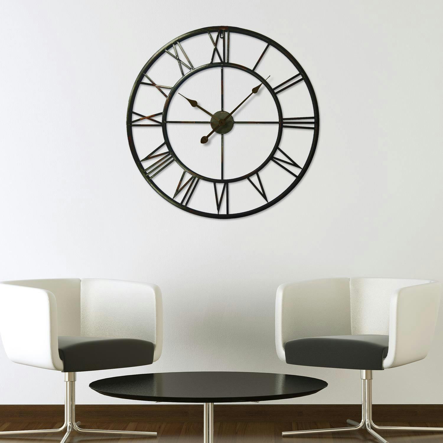 Rackhams Black Wc2063 - Roman No. Iron Wall Clock - 76 Cm / 30 In
