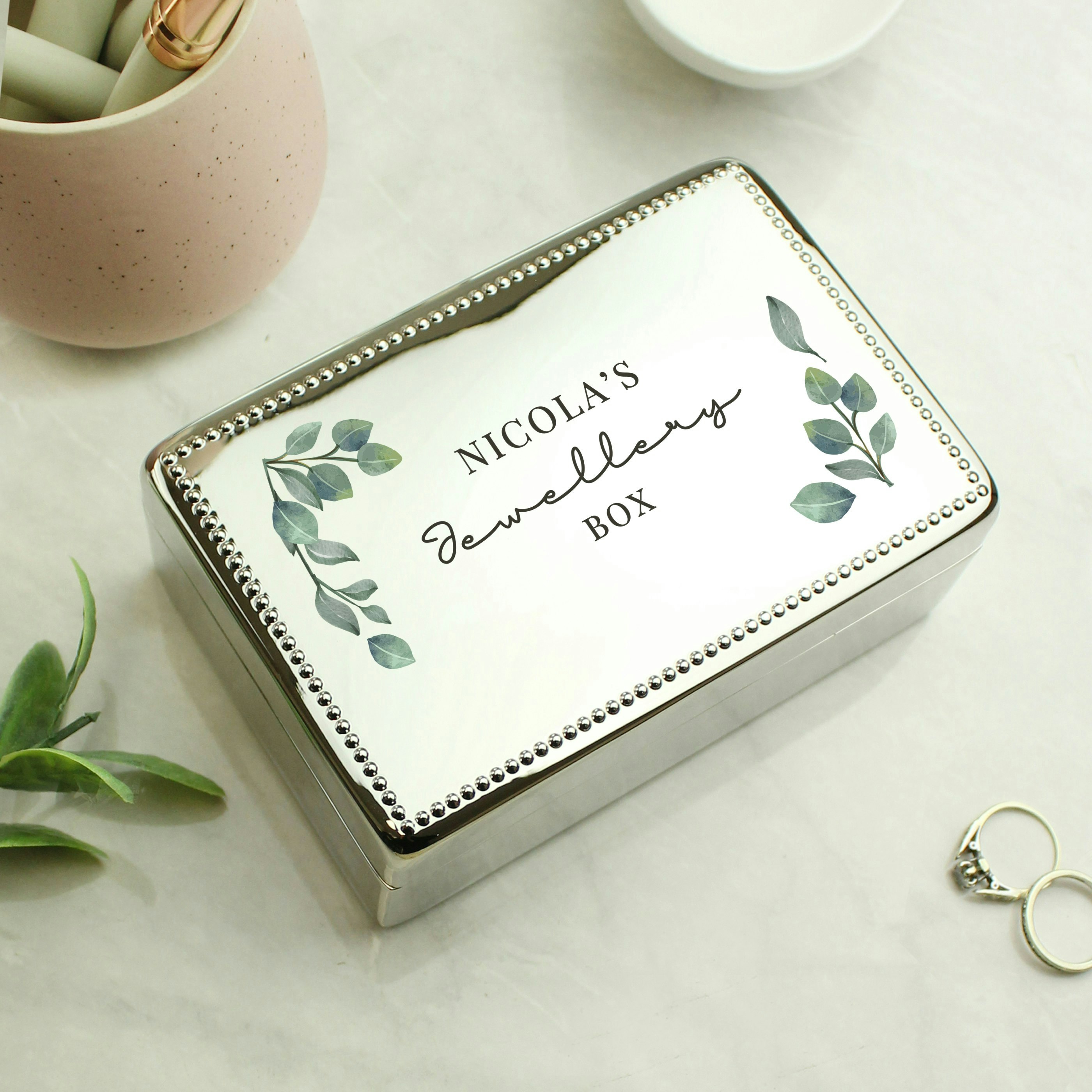 Personalised Memento Company Personalised Botanical Rectangular Jewellery Box