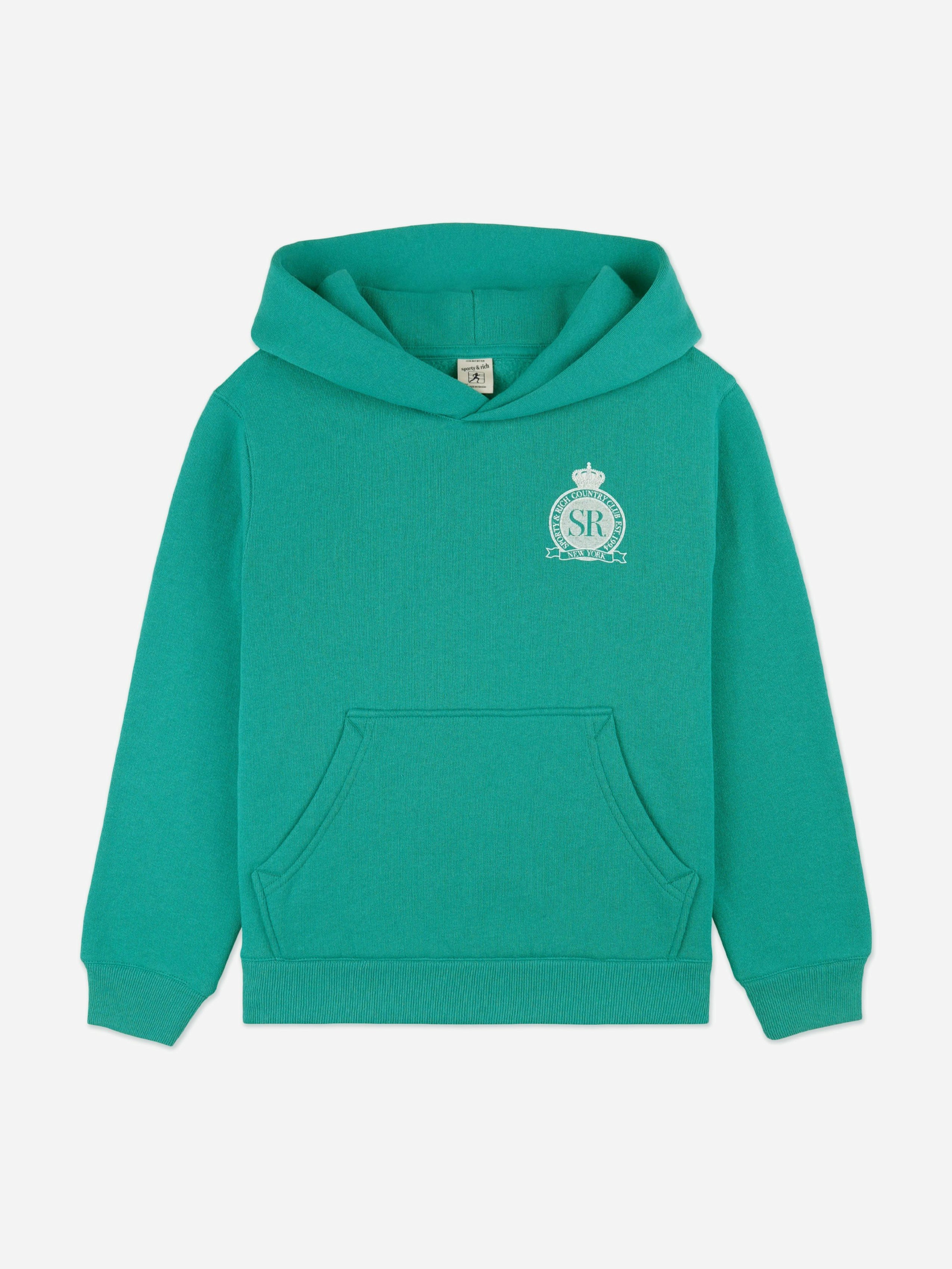 Sporty & Rich Green Kids Royal Club Hoodie In - 6 - 8 Yrs