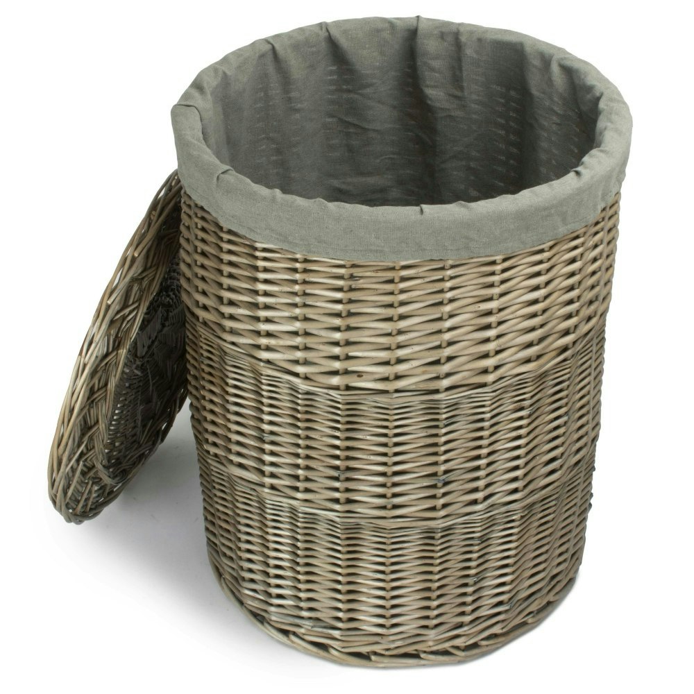 Red Hamper Red/Grey Hamper Large Antique Wash Round Laundry Basket With Sage Lining