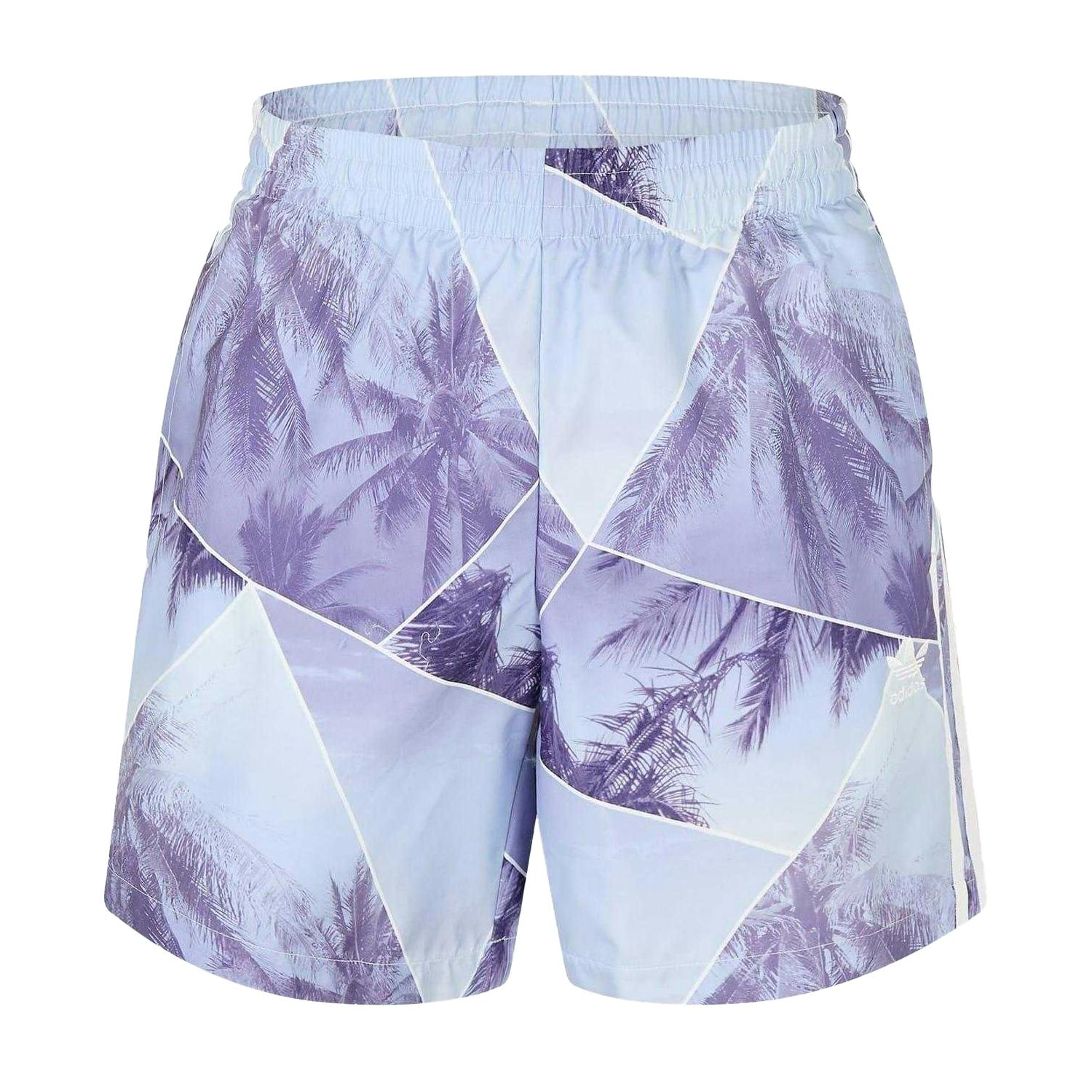 Adidas Men's Purple Originals Palm Print Swim Shorts - Xs - 100% Mixed