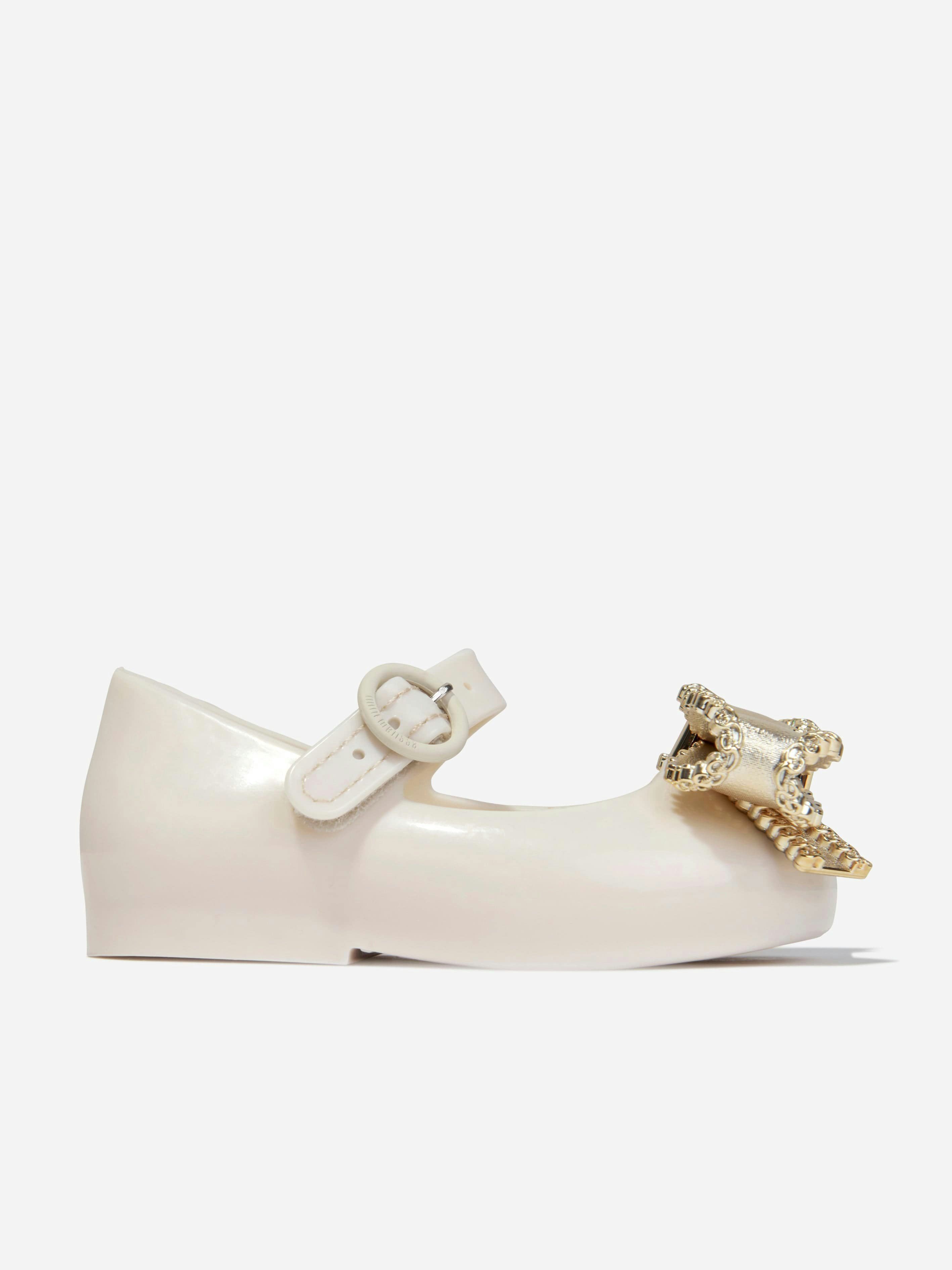 Mini Melissa Girls Beige Mini Sweet Love Bow Jelly Ballerinas In - Eu 30 - Uk 12