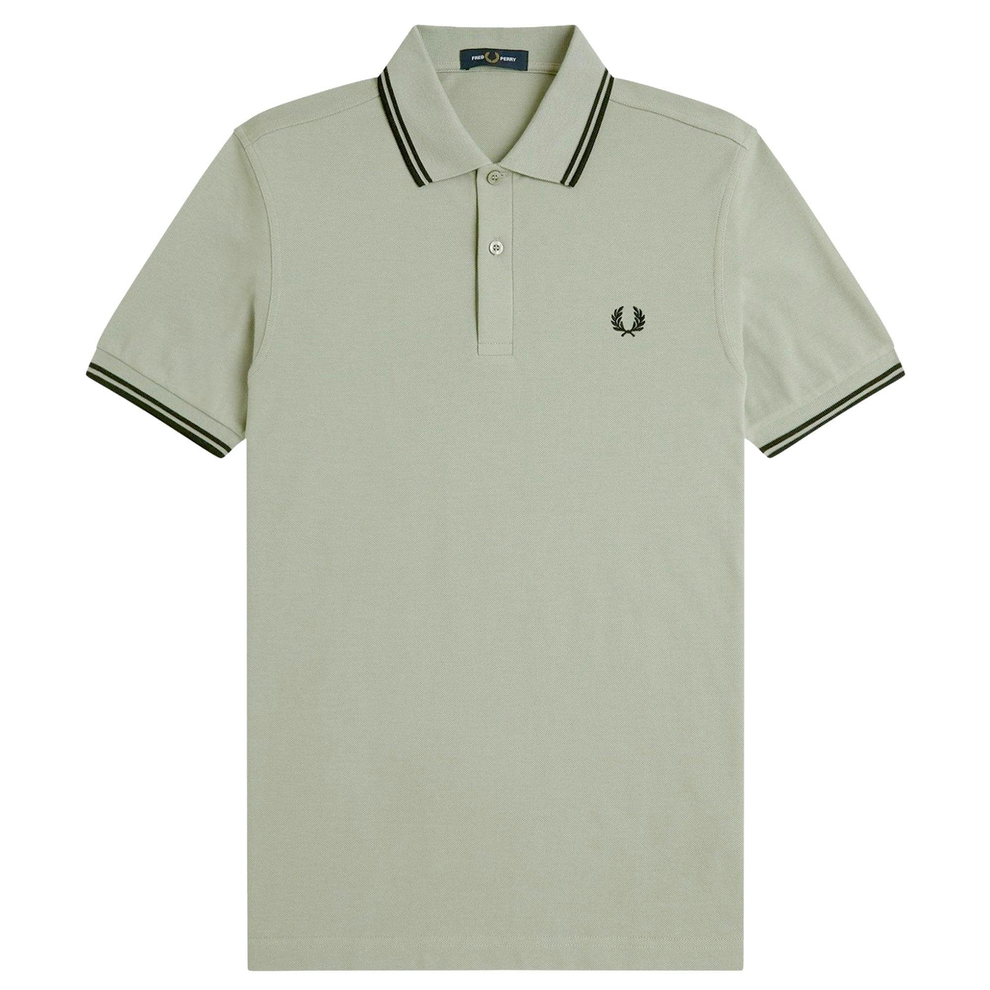 Fred Perry Black Twin Tipped Polo Shirt - Seagrass/ - Medium