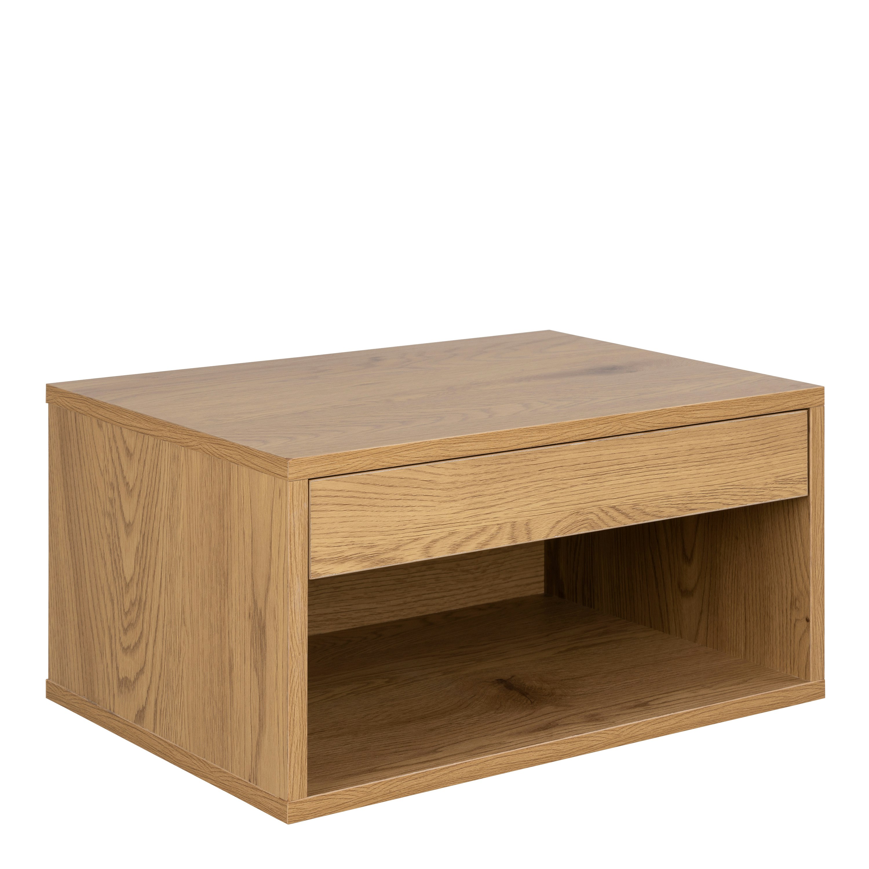 Rackhams Brown Cholet Square Bedside Table With 1 Drawer In Oak - 1 - Manufactured Wood