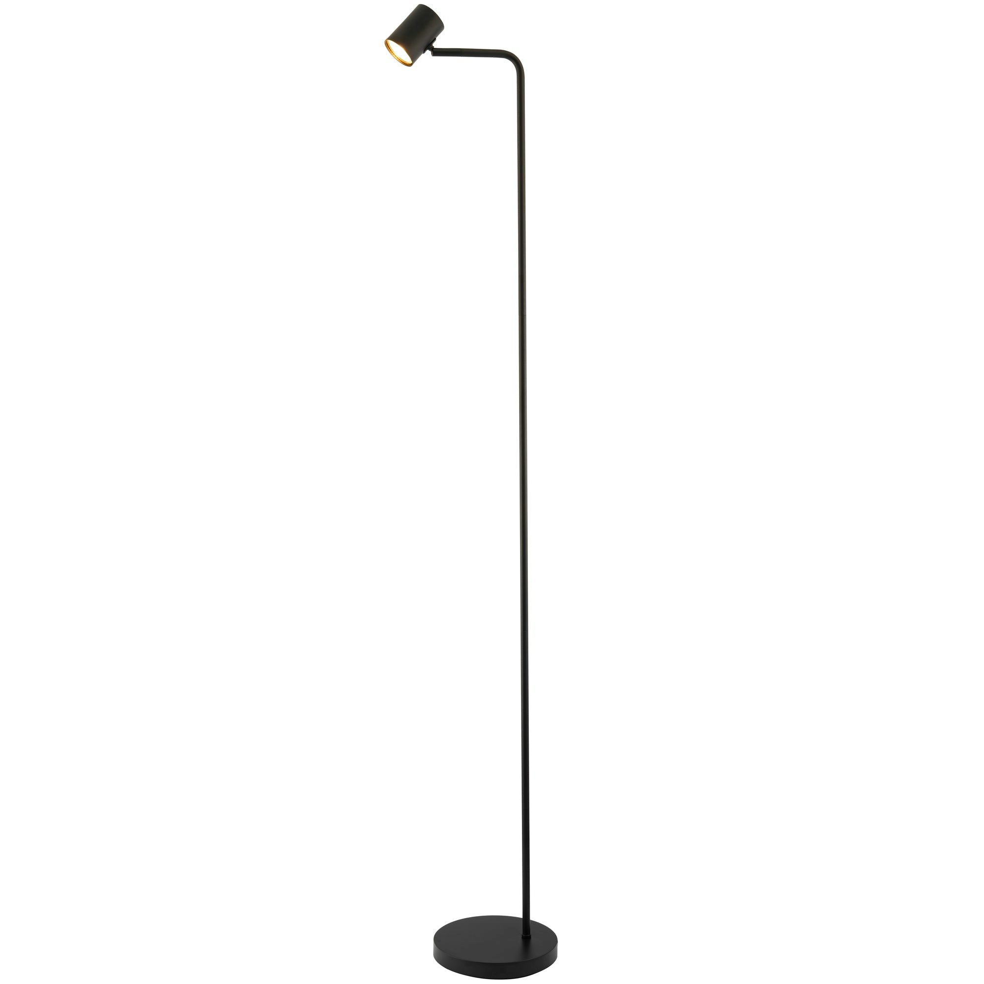 Happy Homewares Black Modern Led Spot Matt Metal Floor Lamp With Foot Switch And Adjustable Head 145Cm