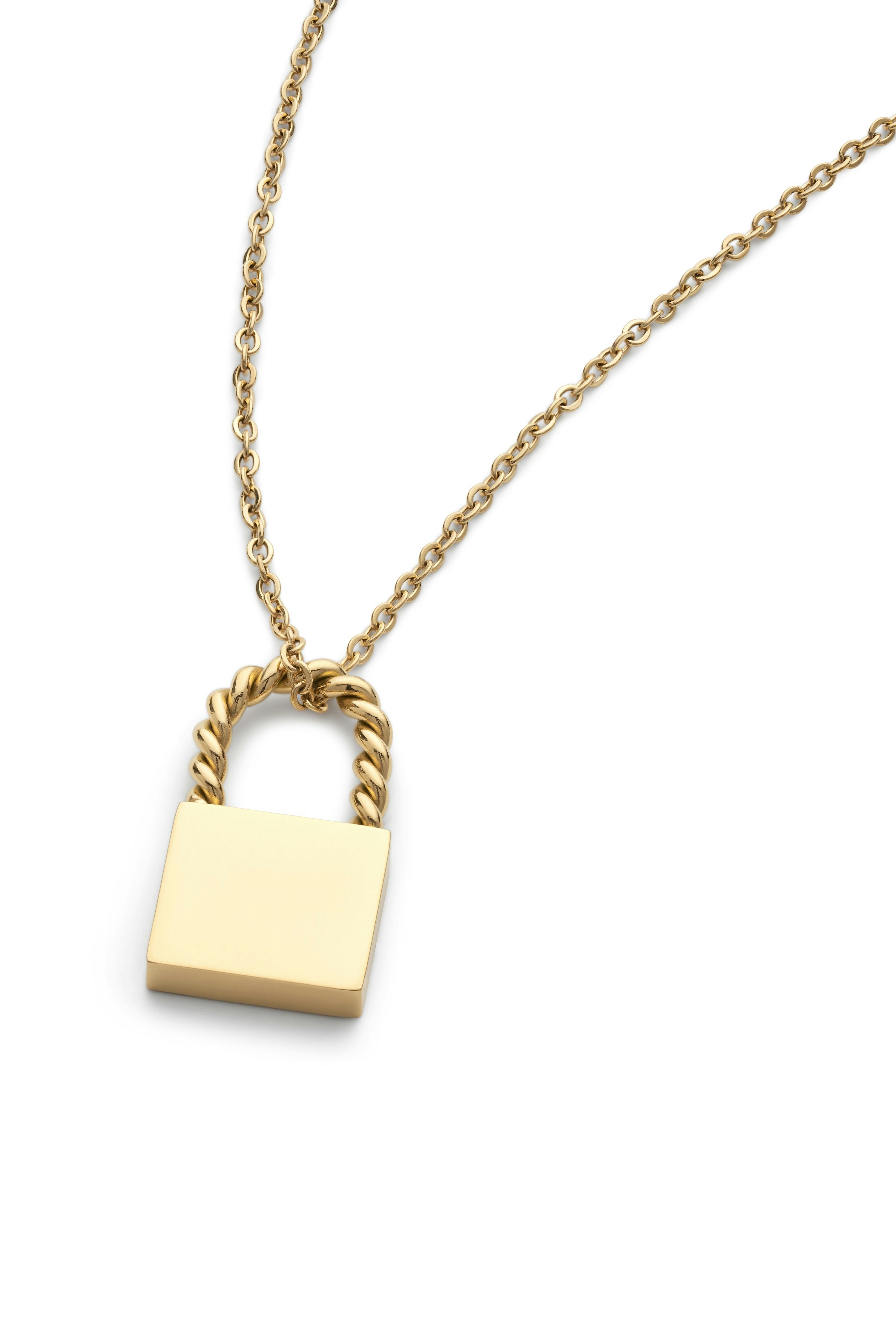 Elk & Bloom Gold Dainty 14K Lock Necklace - Yes Please - Standard Length
