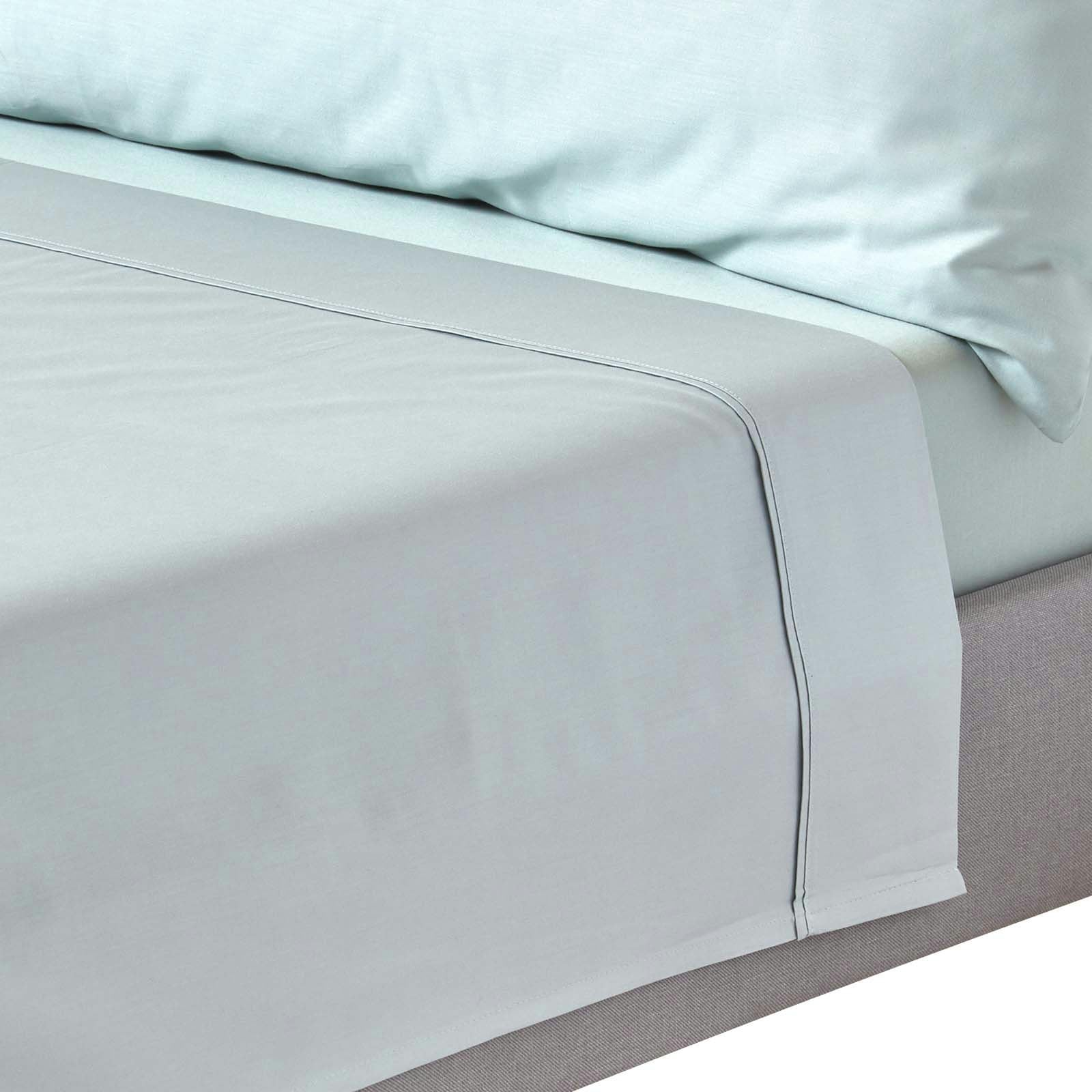 Homescapes Blue Organic 400 Tc Egyptian Cotton Sateen Flat Sheet - Duck Egg - King