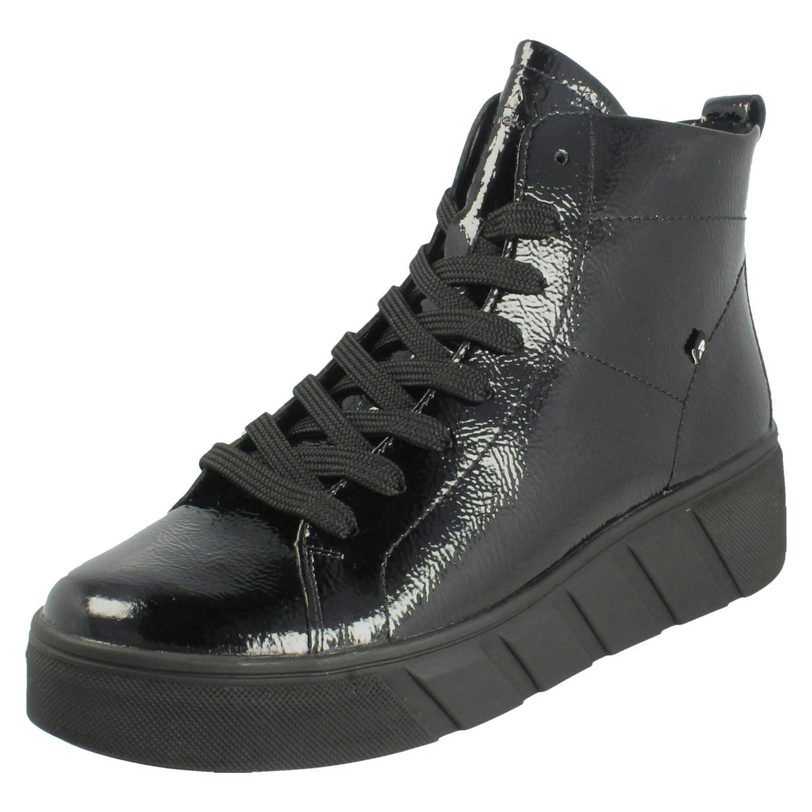 Rieker Women's Black Revolution Lace And Zip Ankle Boots W0561 - Uk 7.5