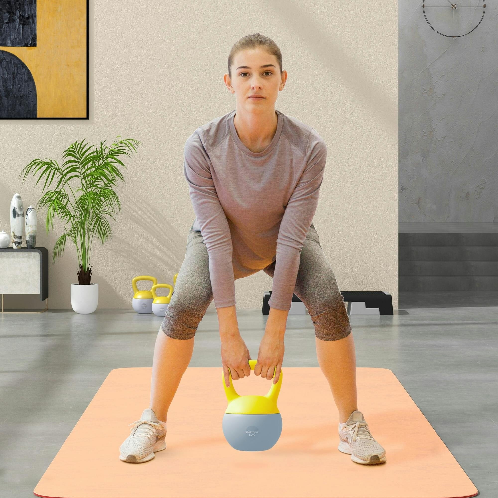 Sportnow Yellow Kettlebell With Soft Body And Non-Slip Handle - 8 Kg