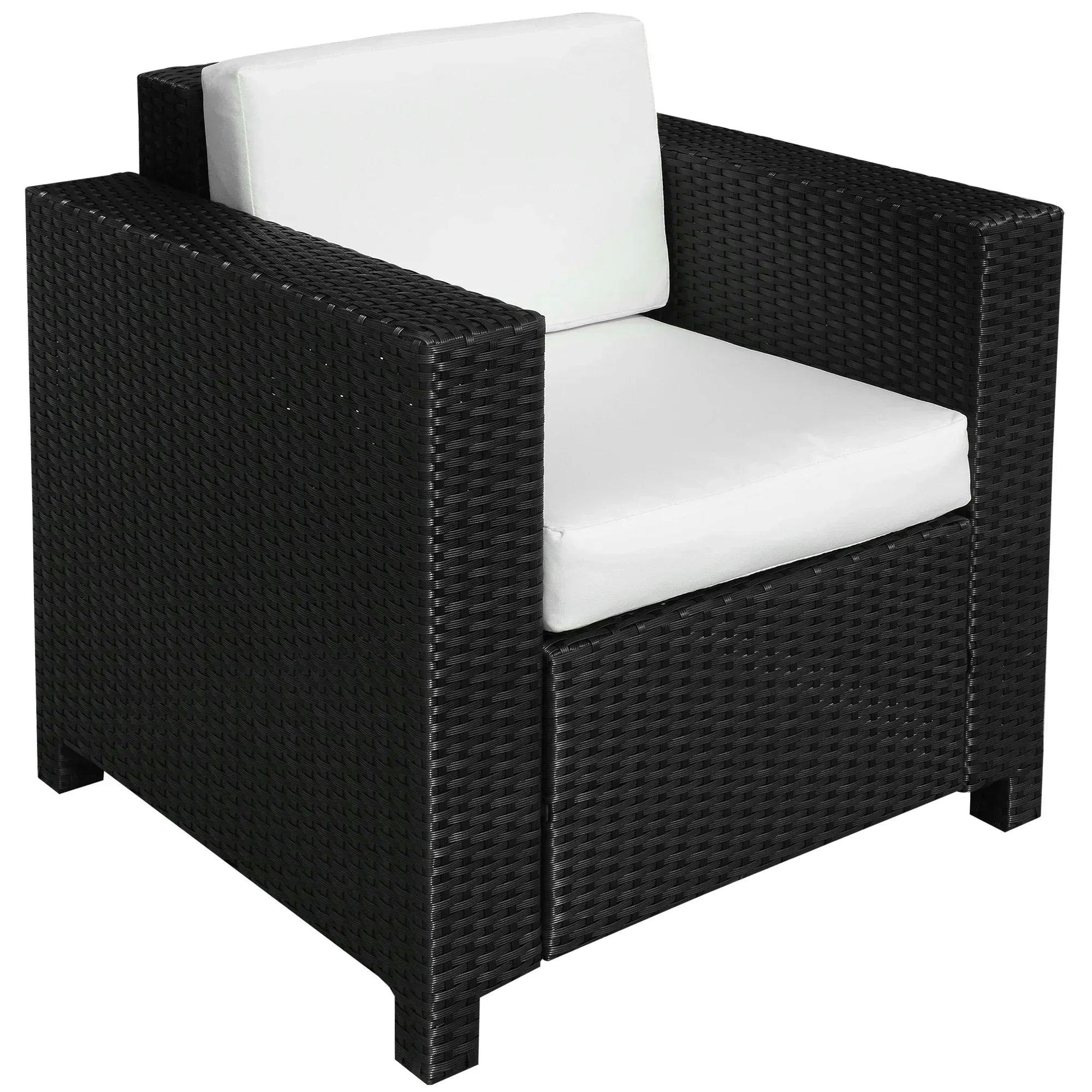 Outsunny Rattan Garden Armchair, Cushioned Single Rattan Chair, Black - Image 5