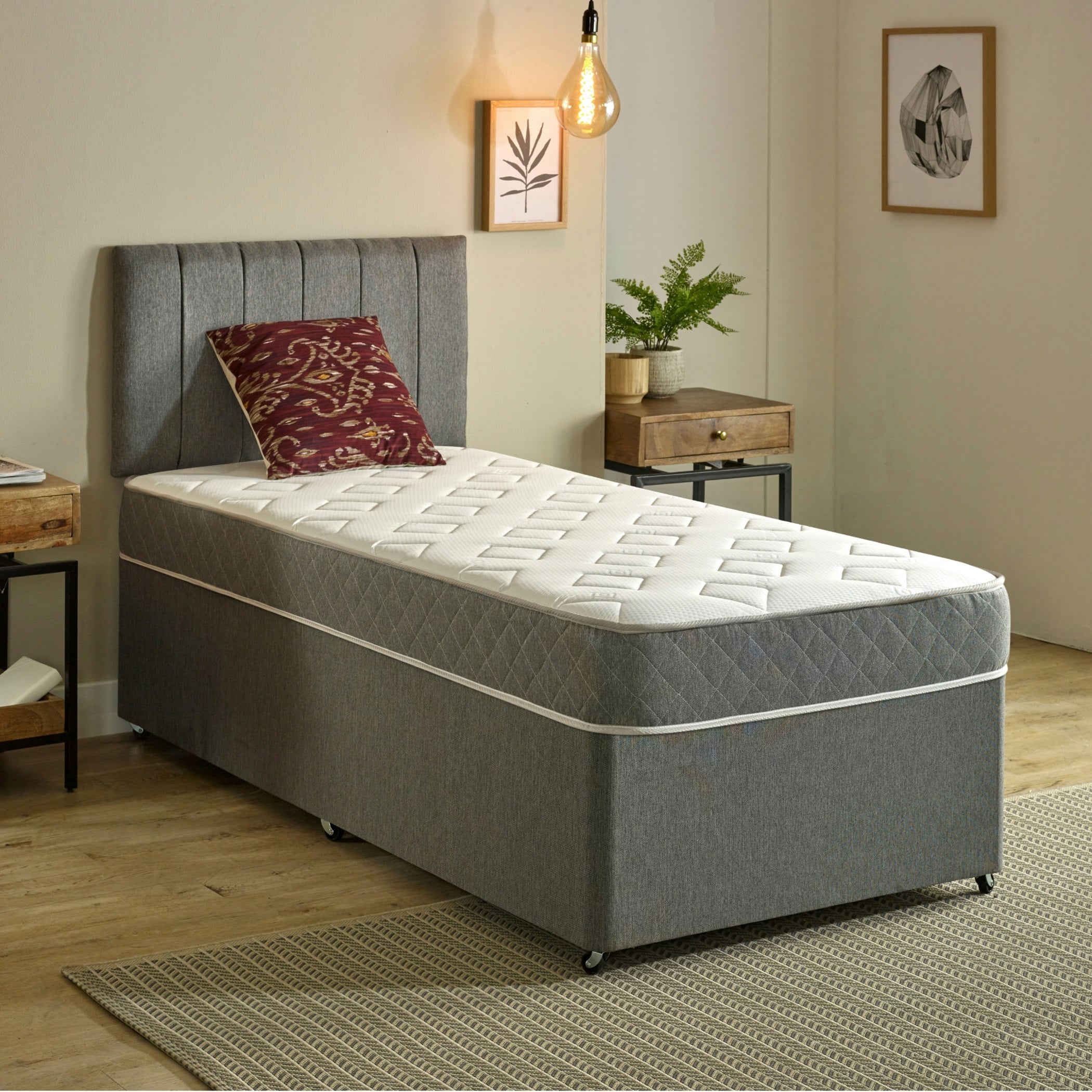 Starlight Beds Grey Essentials Jump N Tac Hybrid Mattress - 7.5" Deep, Soft Feel - 1 - 3Ft Single Mattress (90Cm X 190Cm)