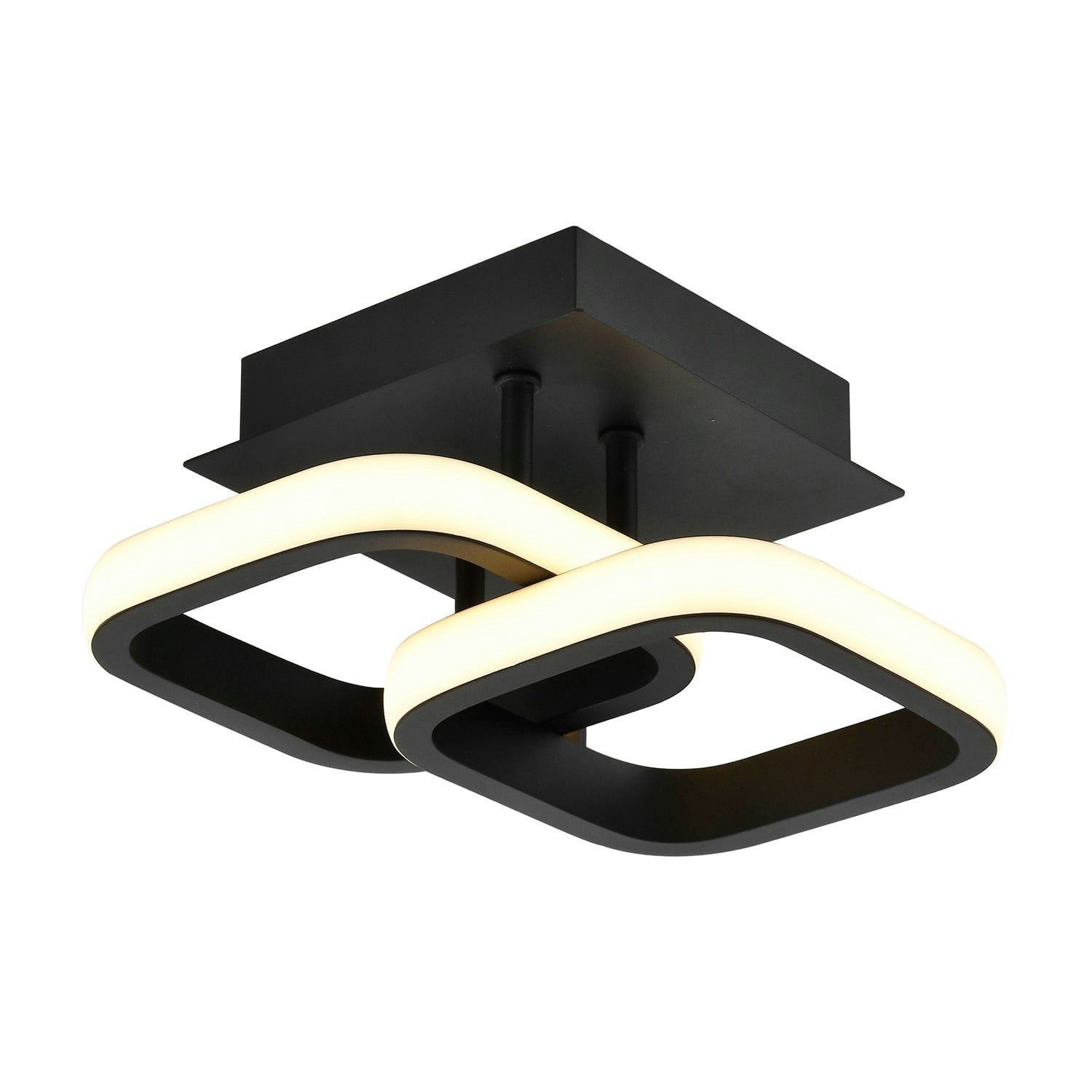 Rackhams Light/Black Contemporary Compact Double Head 19W Led Ceiling Fitting In Matt