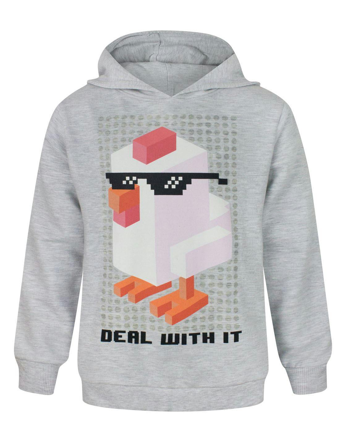 Vanilla Underground Unisex Grey Crossy Road Kids Deal With It Hoodie - 7-8 Years