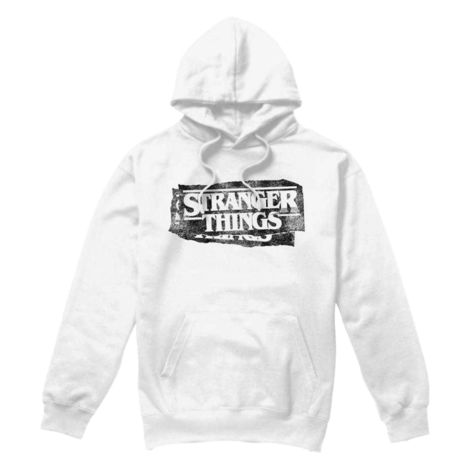 Stranger Things Unisex White Adult Punk Logo Hoodie - Xxl - 80% Cotton/20% Polyester
