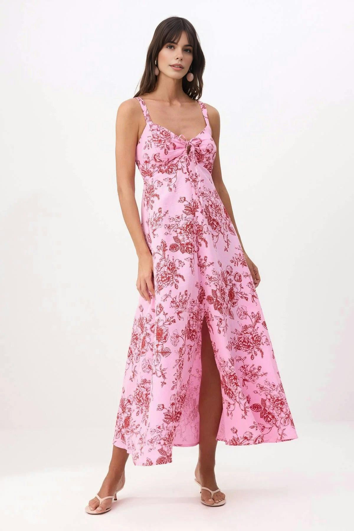 Wovcor Light Floral Linen-Look Woven Dress - Multi - 10