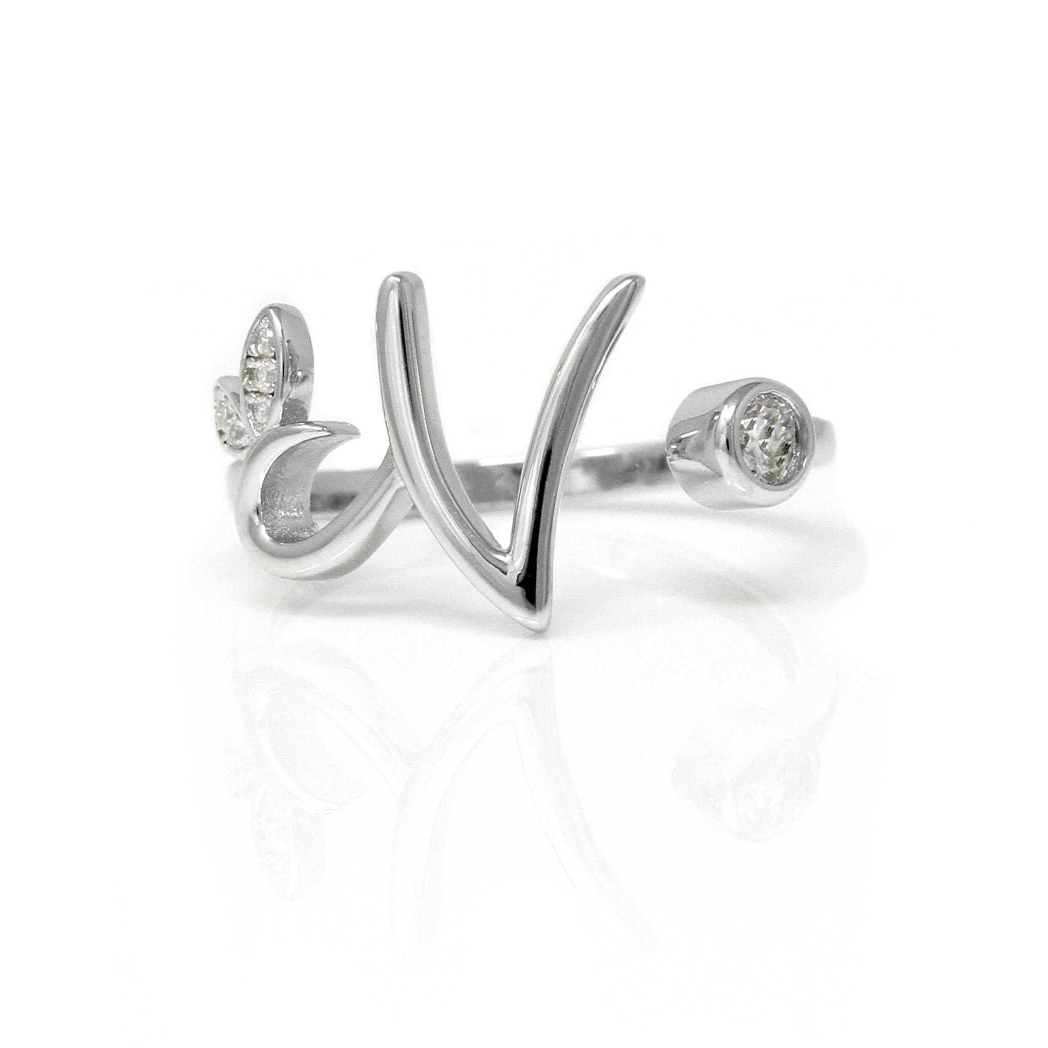 Say It With Silver Adjustable Winged Initial Ring - Sterling - N