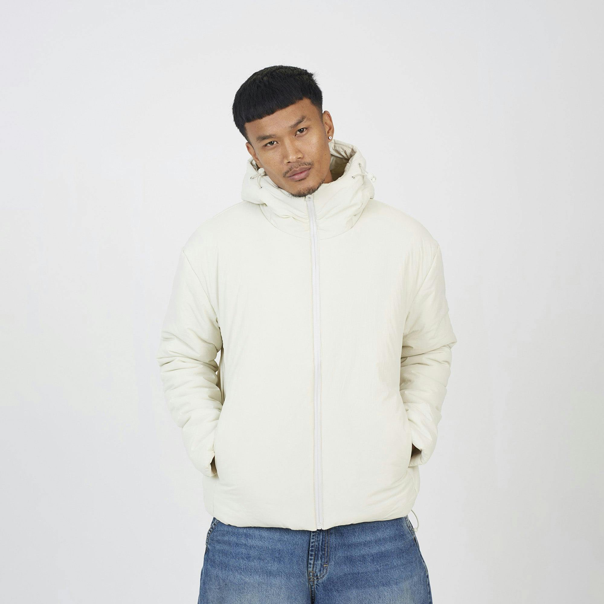 Brave Soul Padded Hooded Jacket - Stone - Stone - Xl