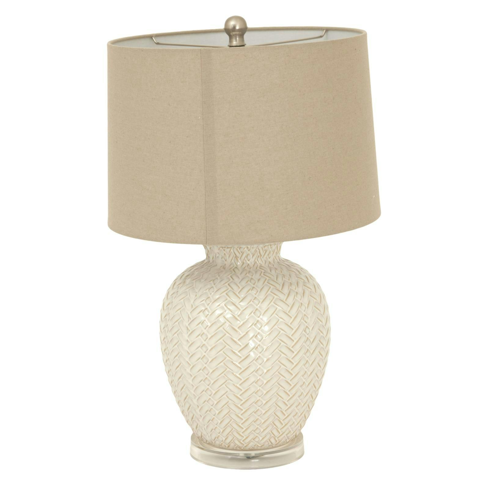 Hill Interiors White Twill Weave Table Lamp (Uk Plug) - One Size - 100% Mixed