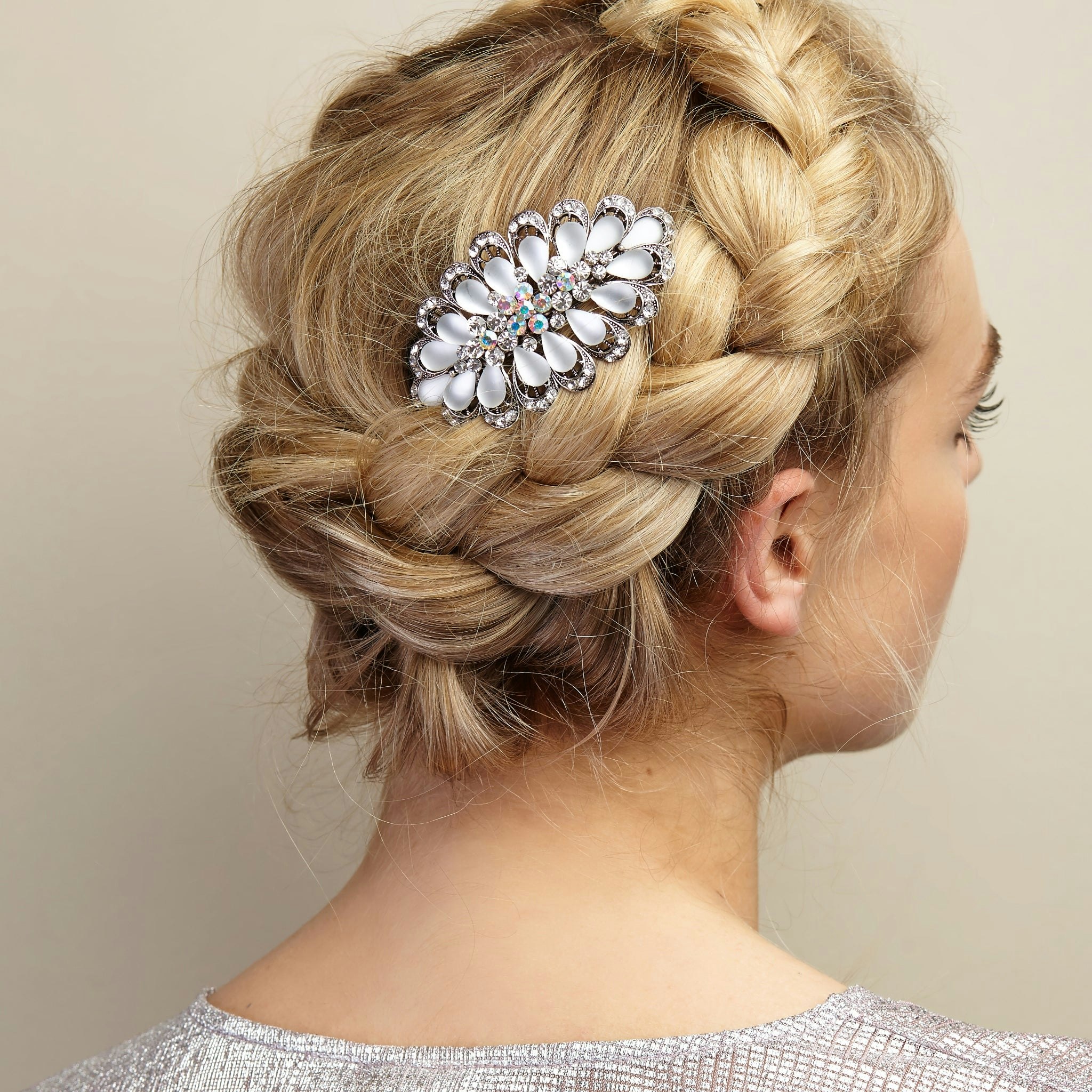 Queenmee Accessories Silver Hair Clip With Rhinestones