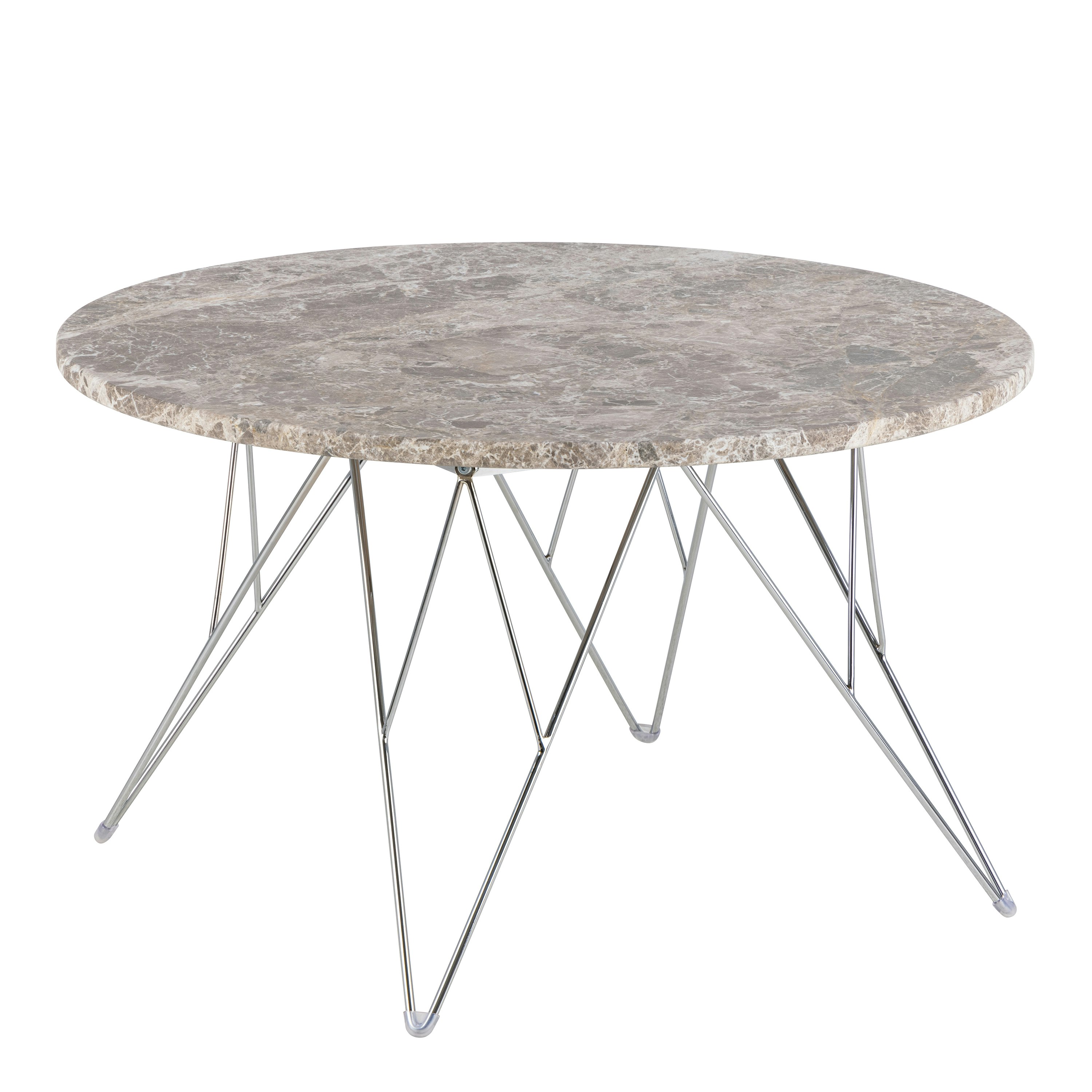 Rackhams Grey/Brown Prunus Round Coffee Table With - Marble Top - 1 - Base Steel Chrome