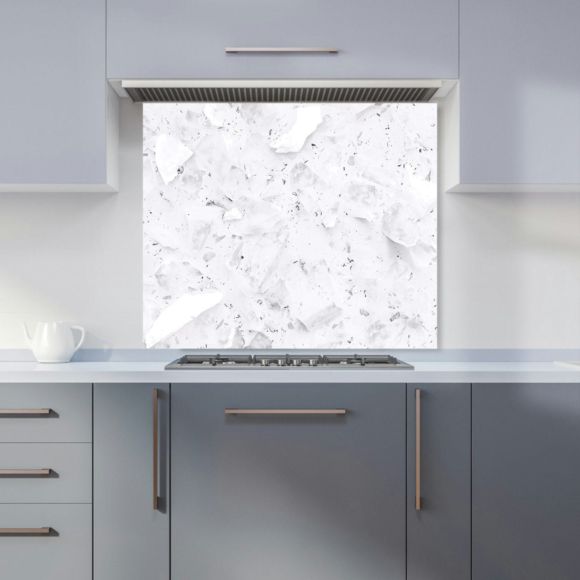 Warren Reed White - Designer Ice Quartz Effect Kitchen Splashback - W900mm X H750mm