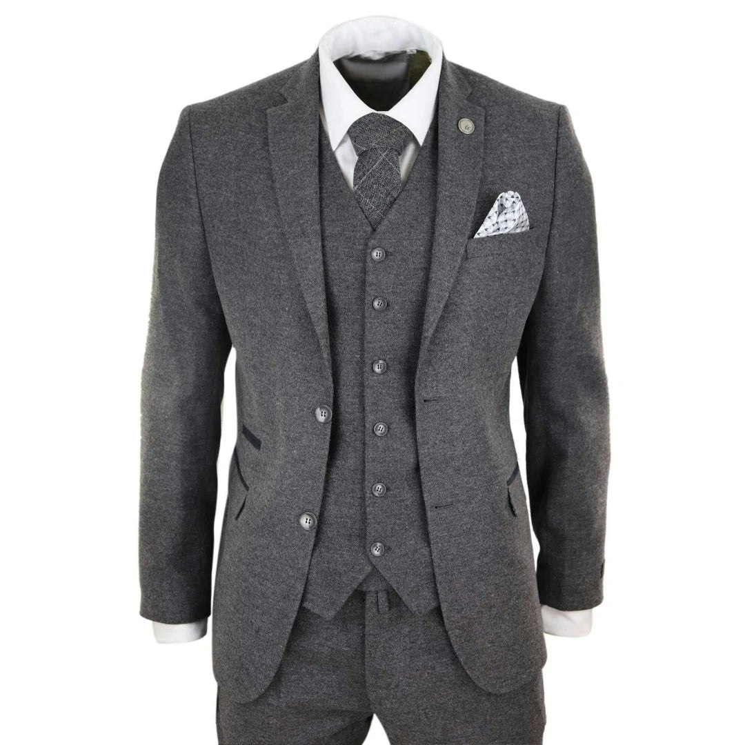 Truclothing Men's Stz23 - Wool Tweed Suit 3 Piece Authentic 1920S Classic - 48" Jacket 42" Trousers