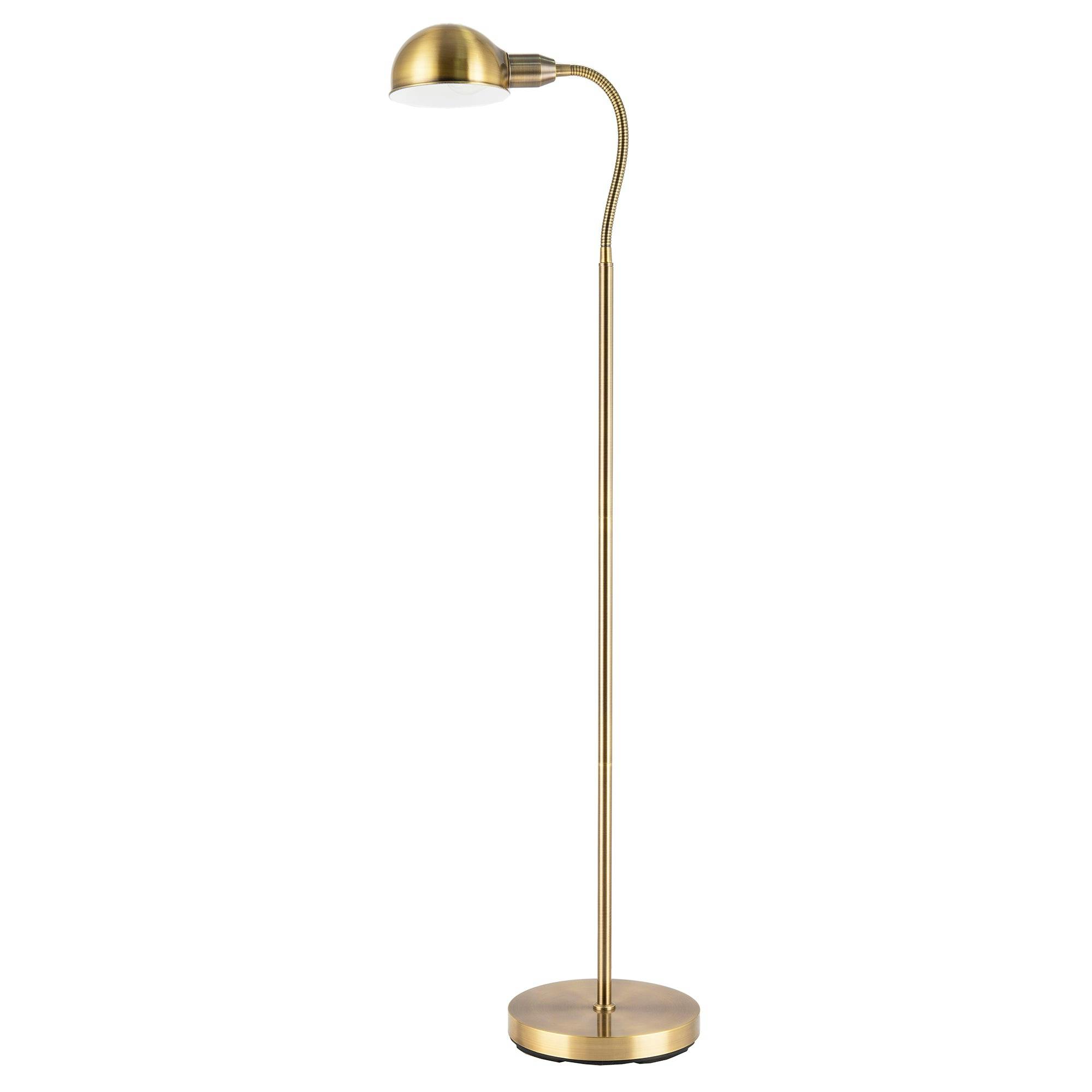 Rackhams Light Traditional Antique Brass Task Reading Floor Lamp With Adjustable Head