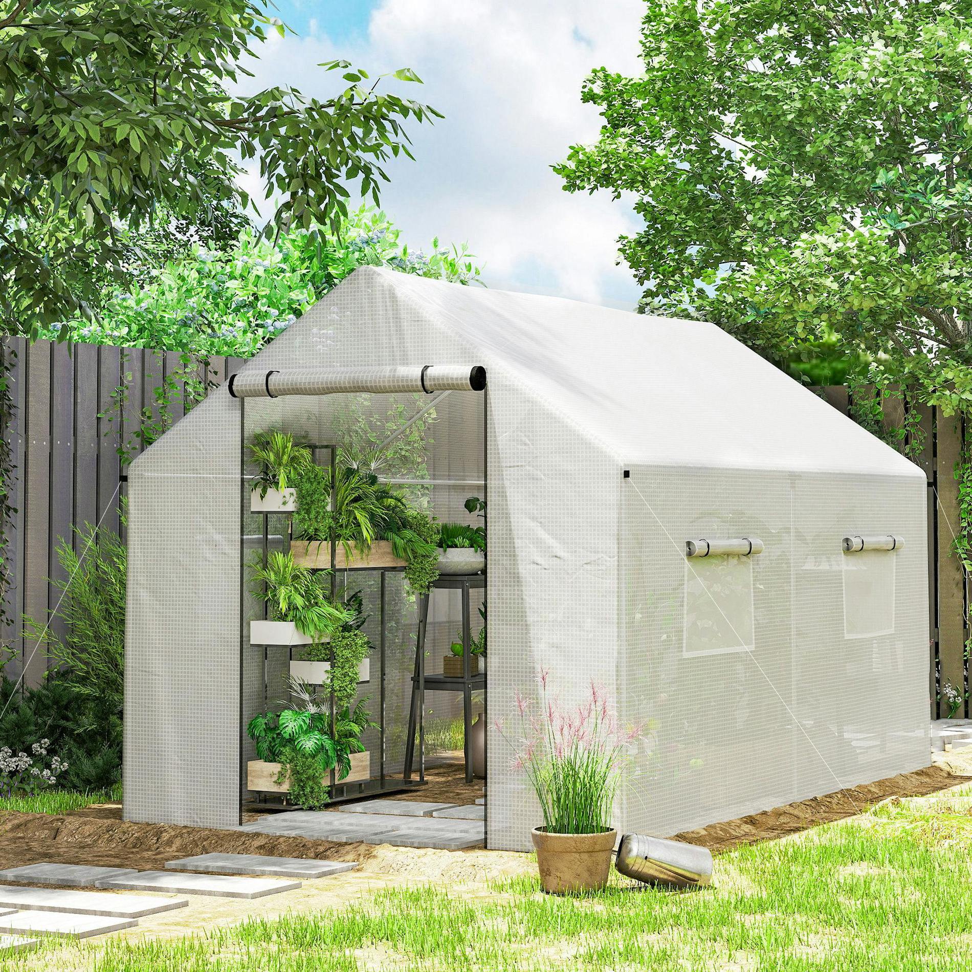 Rackhams Green/White Tunnel House W/ Uv-Resistant Pe Cover, Wide Door, 2 X 3(M),