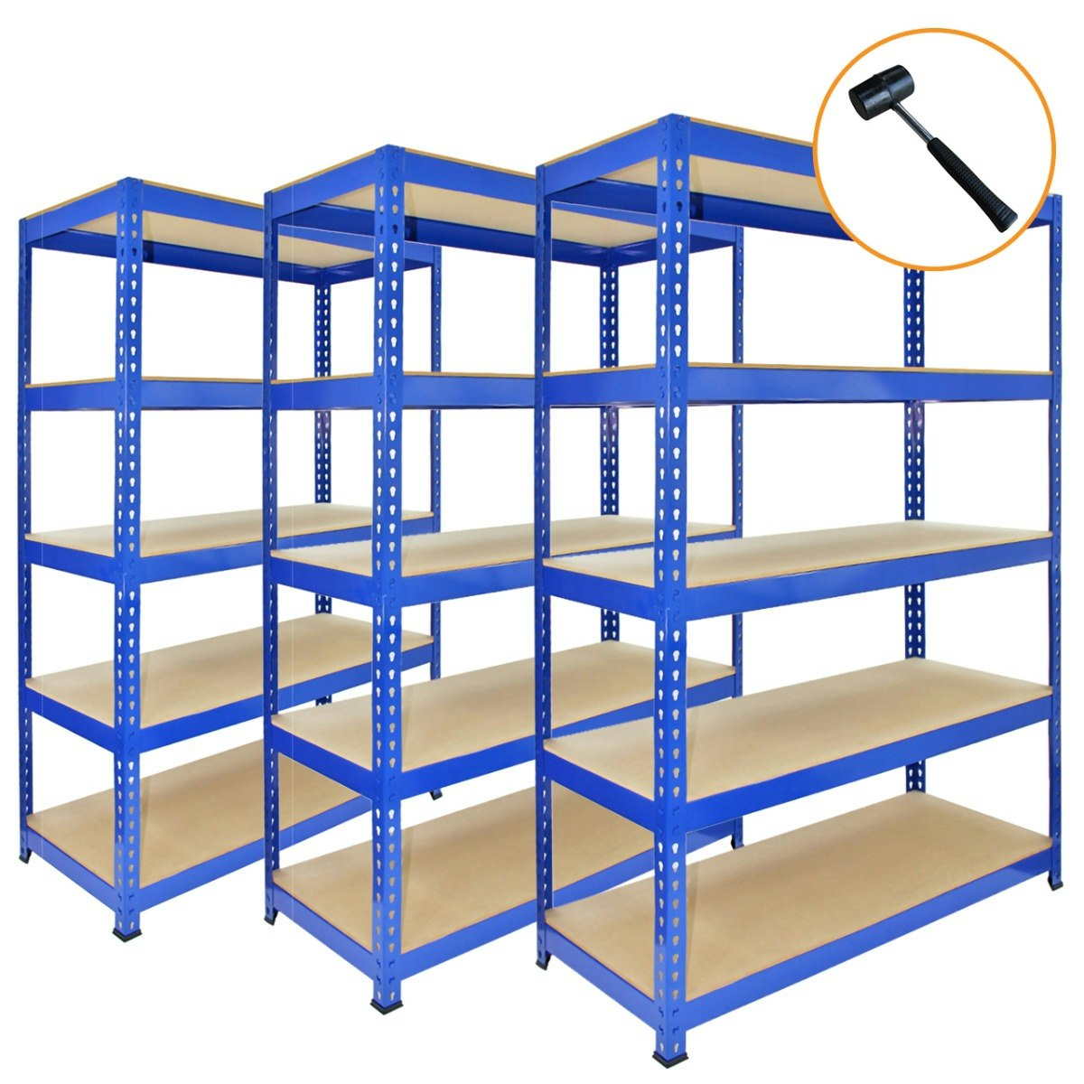 Rackhams Blue 3 X Q-Rax Metal Racking Units 90 X 50 X 180Cm