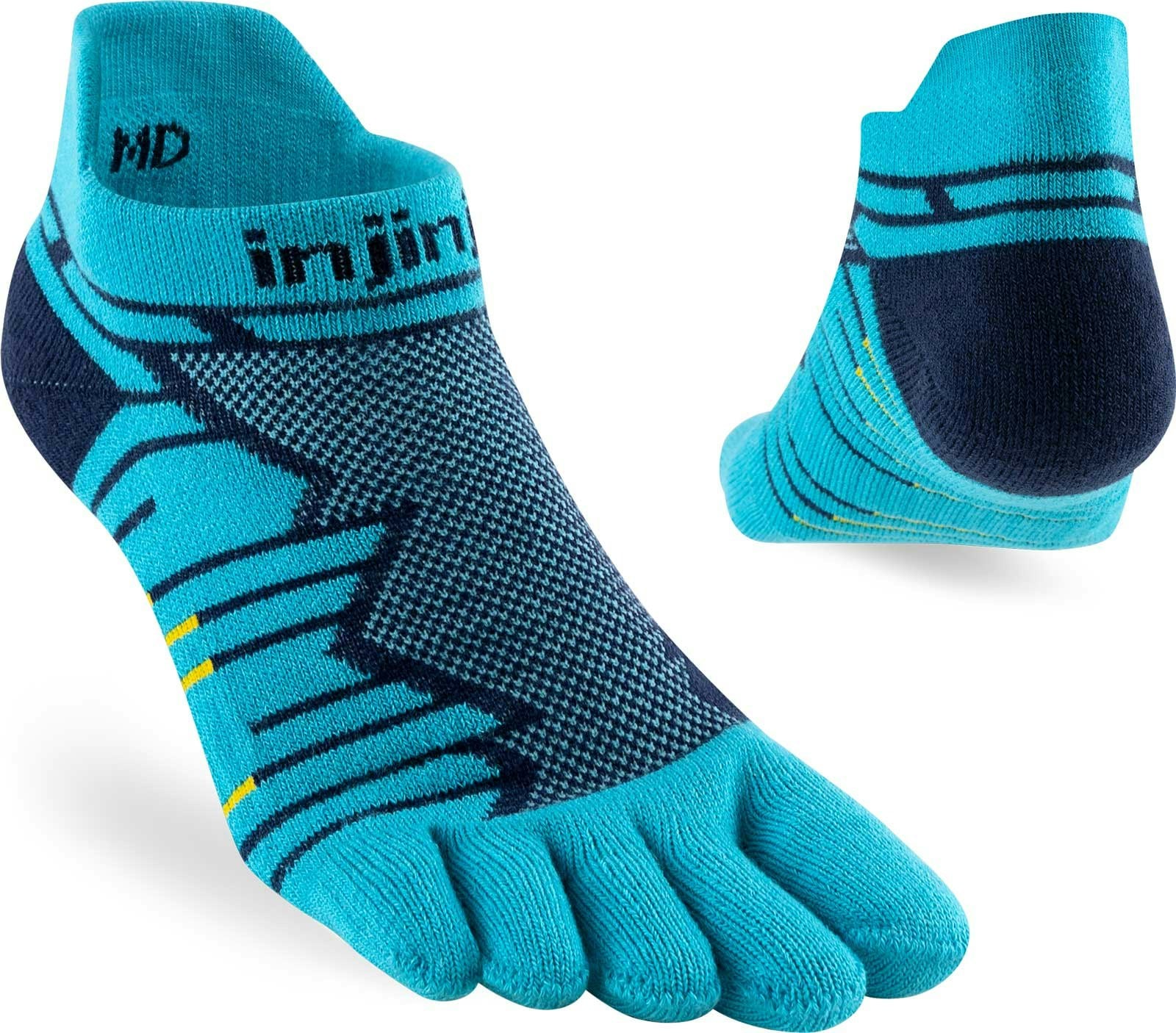 Injinji Men's Blue Mid-Weight Ultra-Run No-Show Toe Socks (Inj-Ultra-Ns) - Pacific - Large