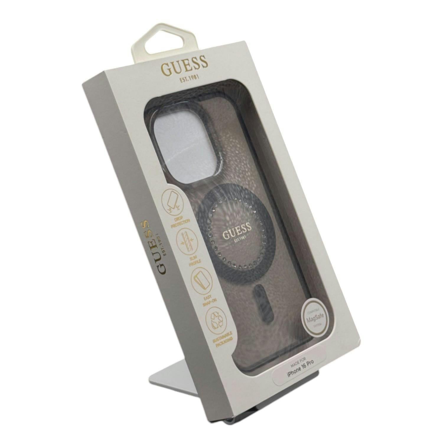 Guess Black Iml Rhinestones Case With Magsafe For Iphone 16 Pro 6.3" - Guhmp16lpftdtek